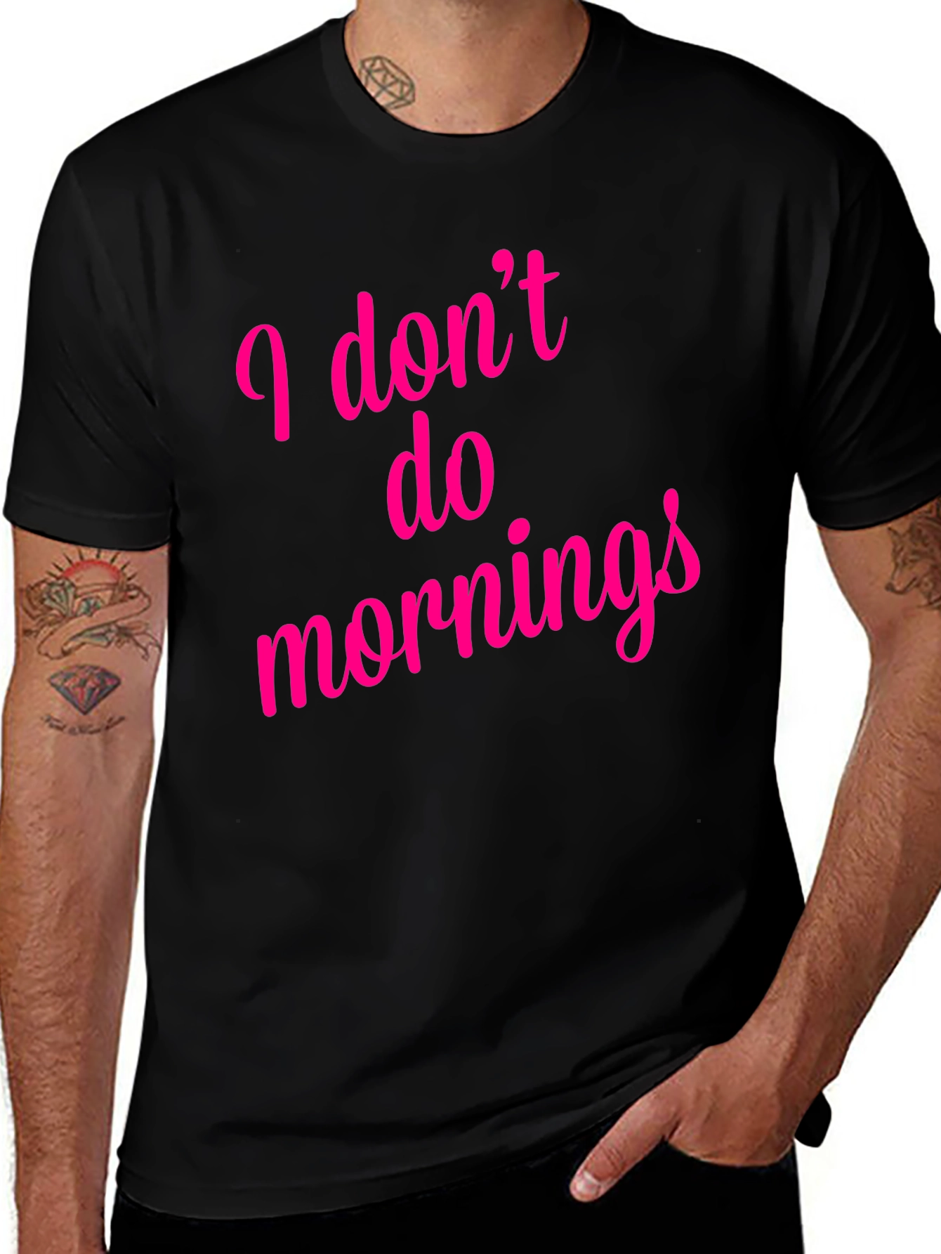Variant 23 of I Don't Do Mornings Graphic T-Shirt - Black