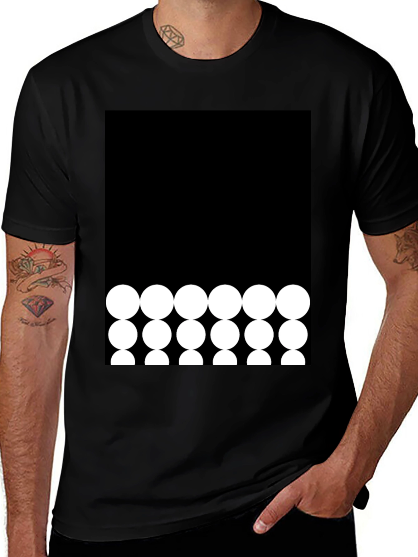 Abstract Circle Pattern Black T-Shirt