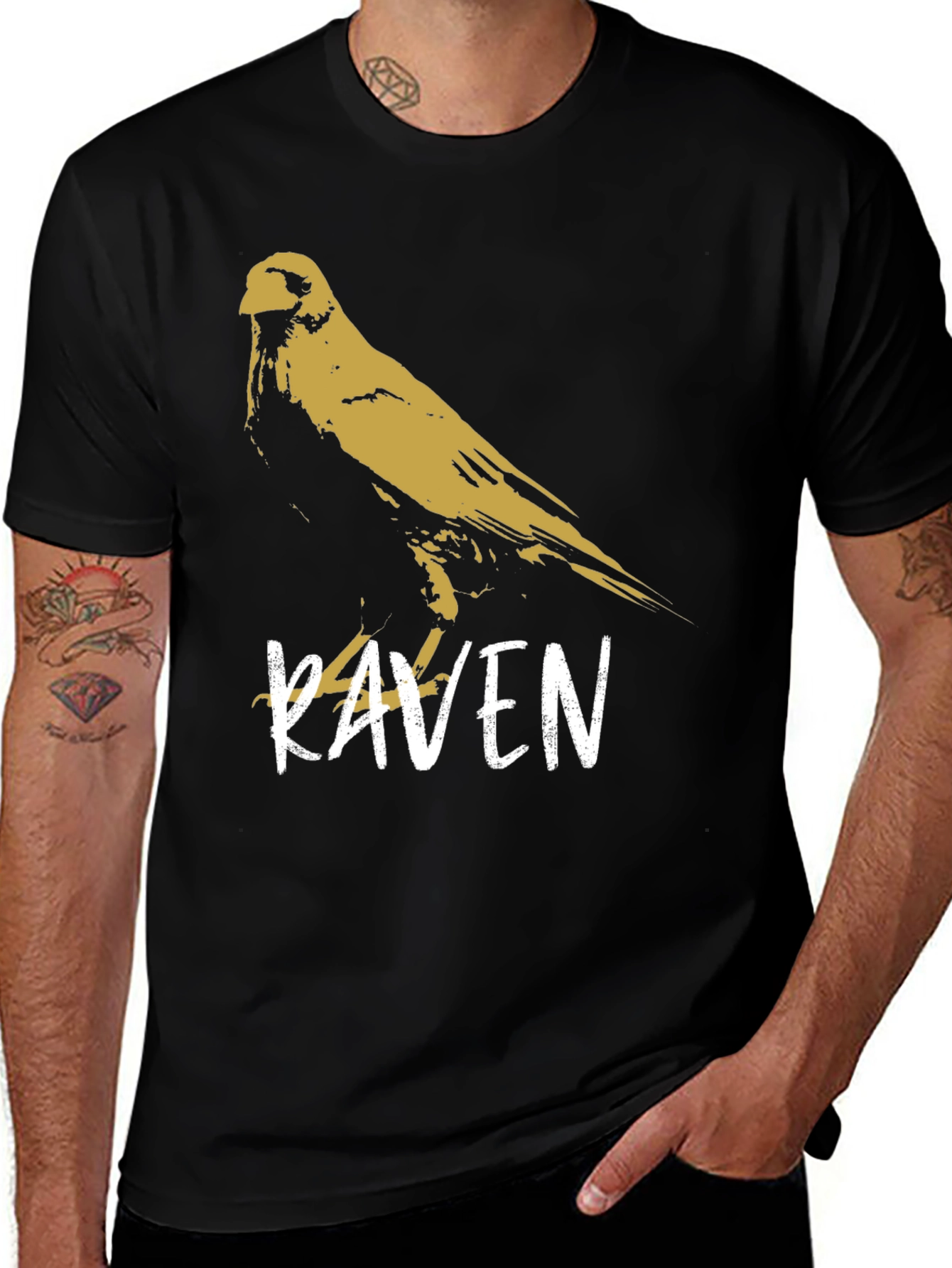 Variant 29 of Raven Graphic T-Shirt - Stylish Bird Design