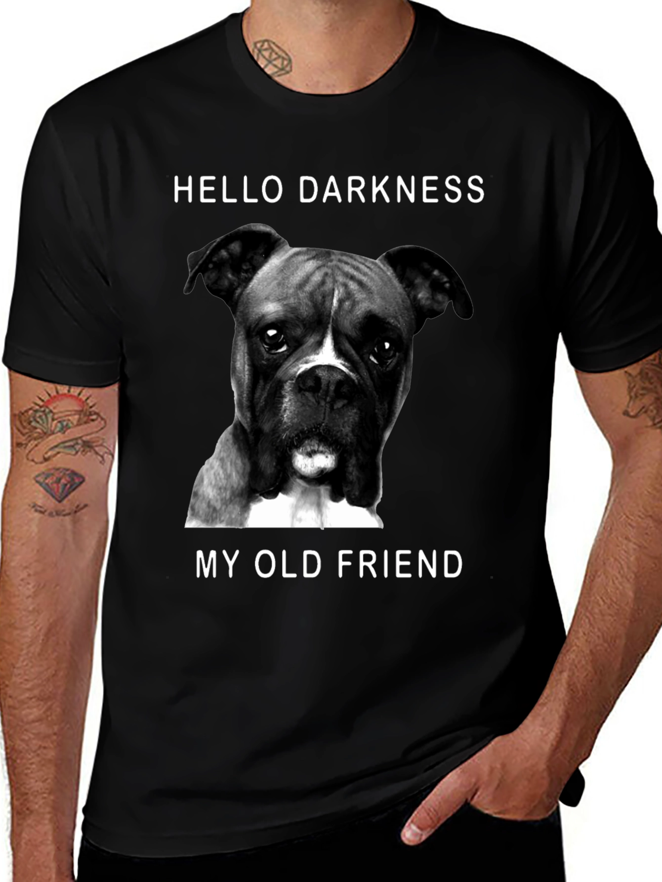Variant 19 of Hello Darkness My Old Friend Boxer Dog Graphic T-Shirt