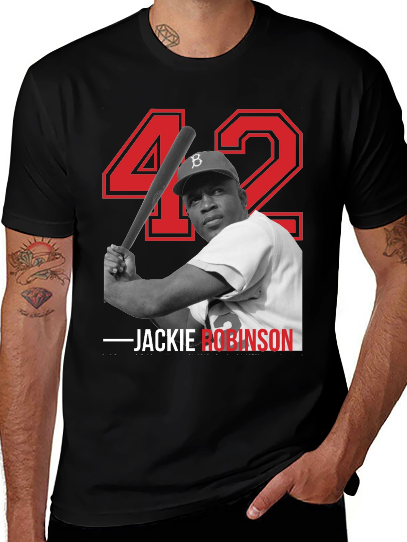 Jackie Robinson 42 Black T-Shirt