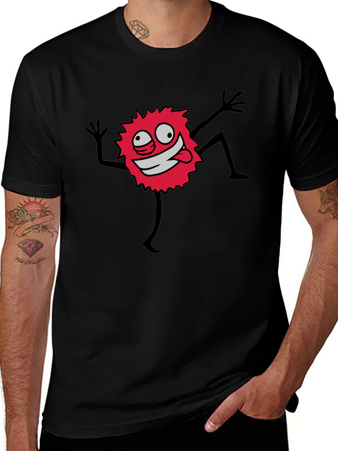Variant 19 of Funky Red Monster Graphic Tee - Black