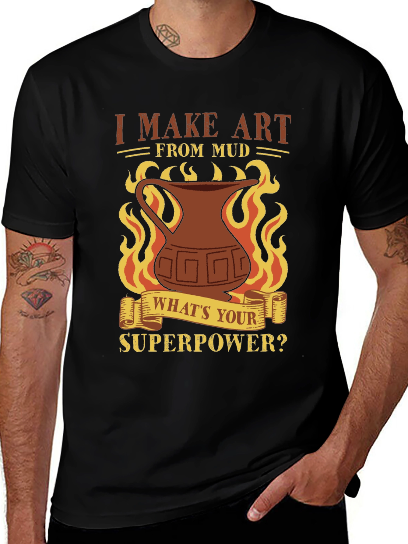 Black I Make Art From Mud T-Shirt - Pottery Lover main image