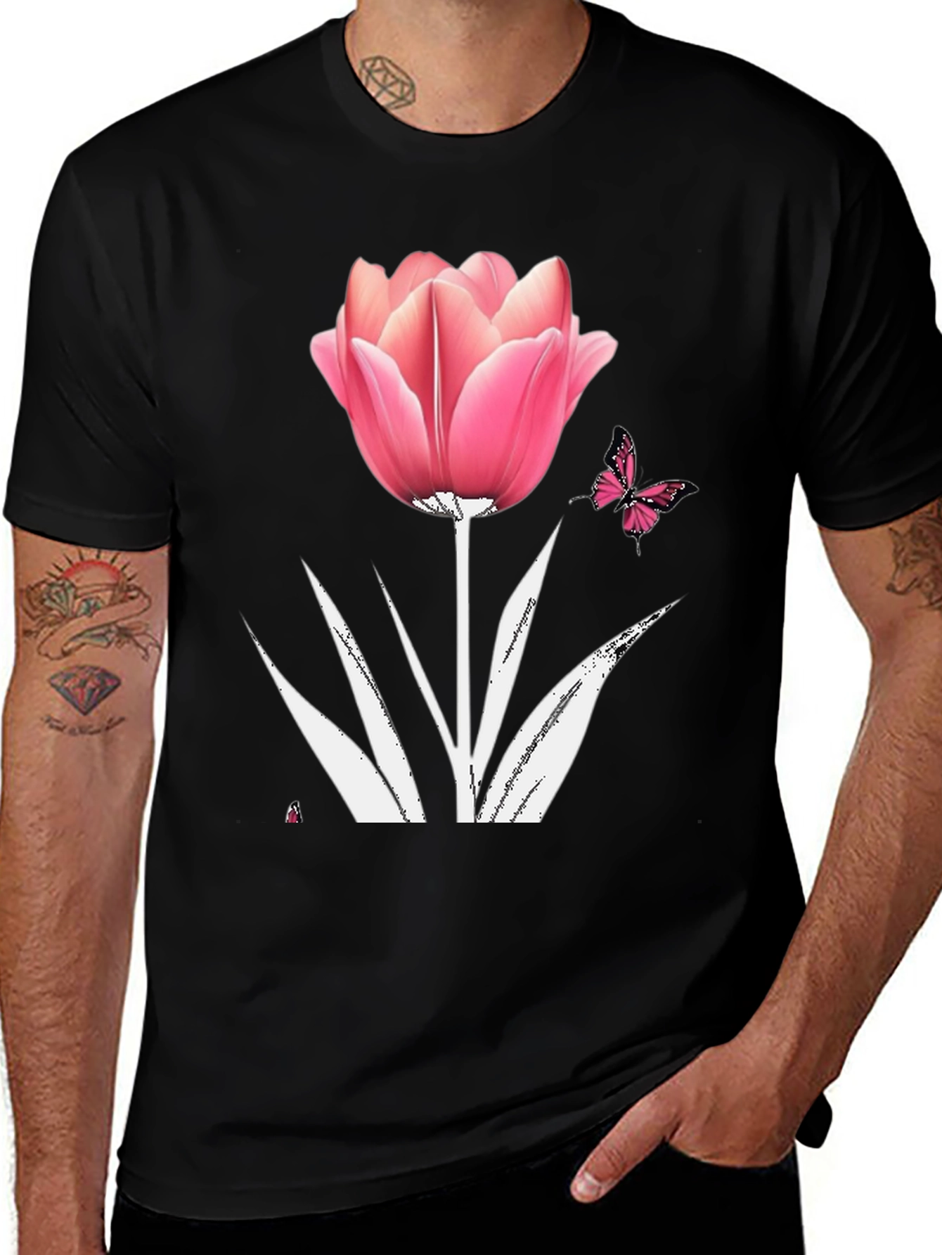 Variant 10 of Floral Tulip Butterfly Graphic T-Shirt
