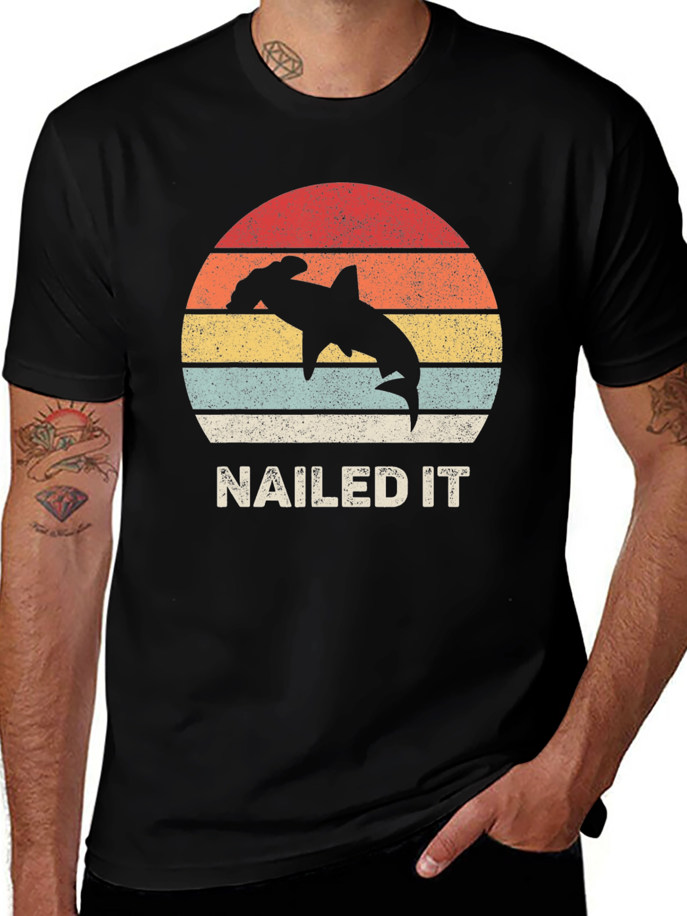 Variant 26 of Nailed It Hammerhead Shark Retro Style Tee