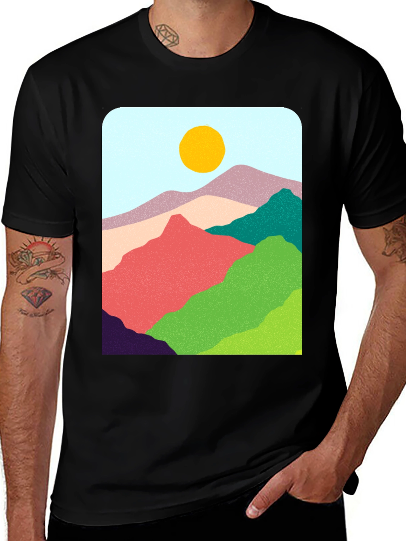 Variant 13 of Abstract Mountain Graphic Tee - Casual Style