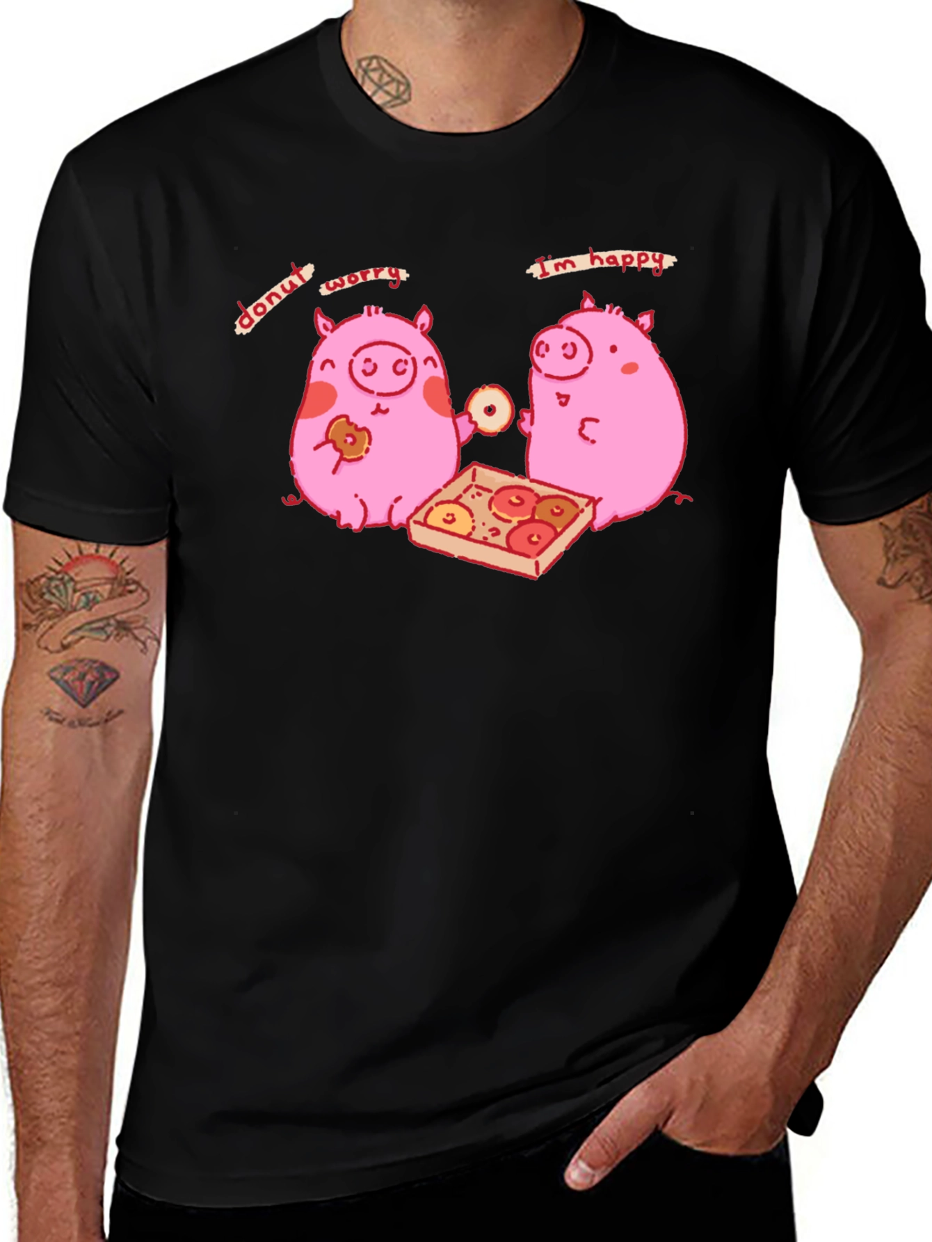 Donut Worry, I'm Happy Pig Graphic Tee