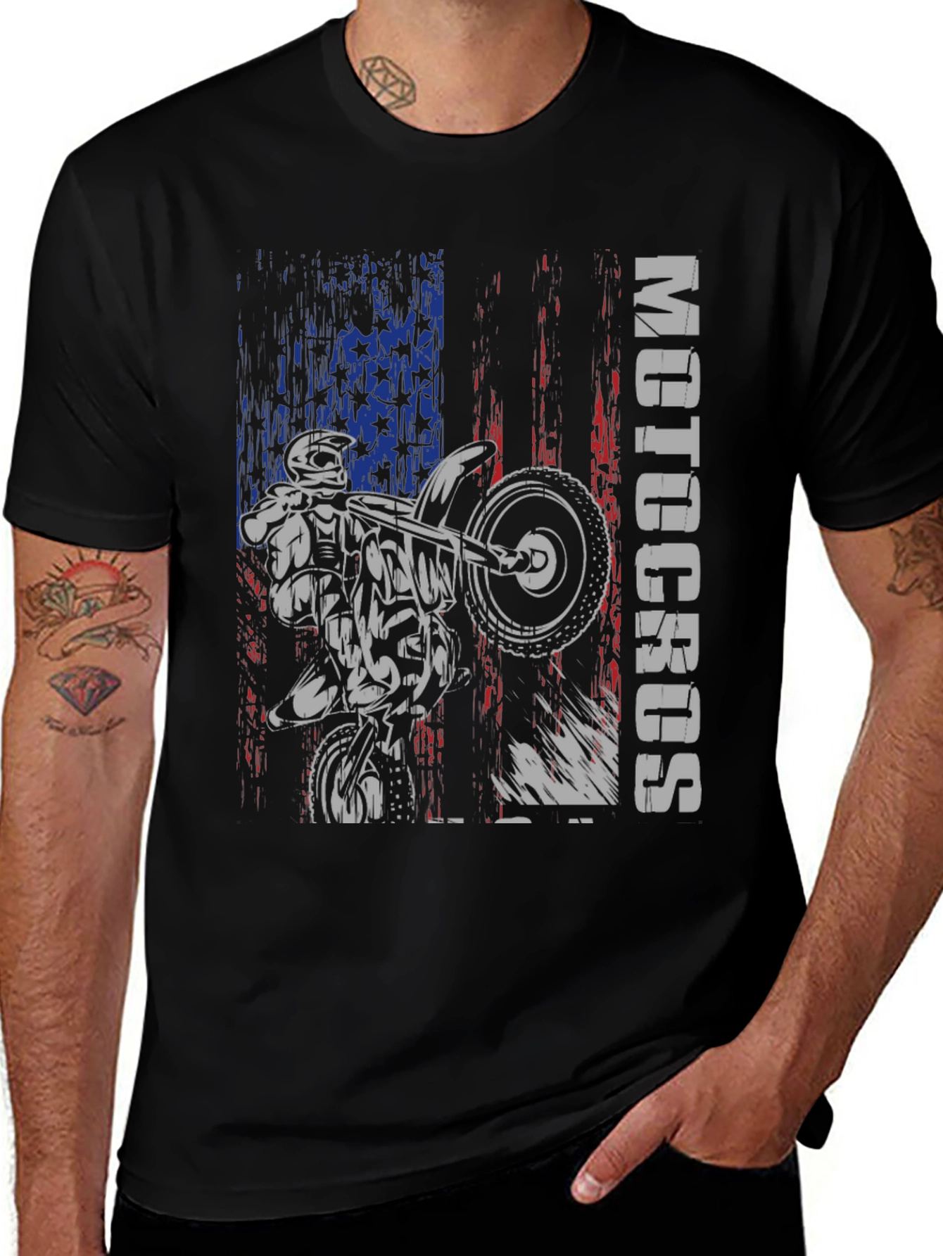 Variant 30 of Motocross American Flag Graphic T-Shirt