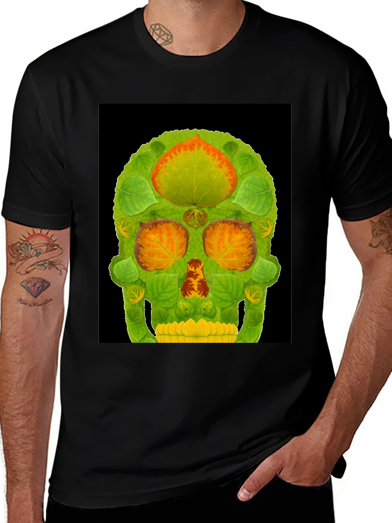 Variant 24 of Leaf Skull T-Shirt - Nature Inspired Design