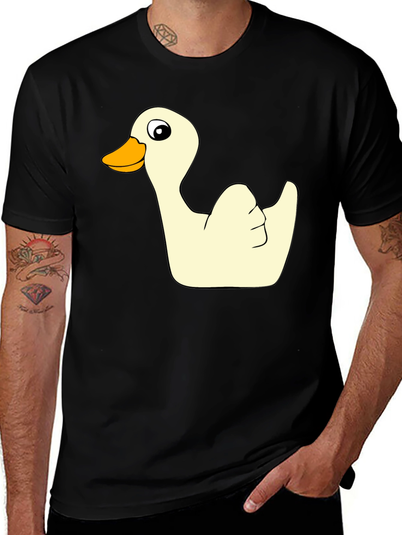 Variant 13 of Funny Duck Graphic Black T-Shirt