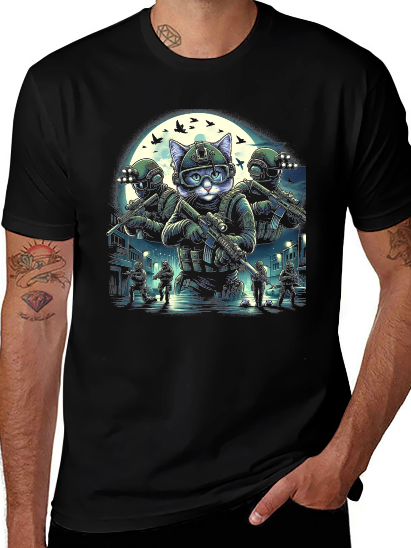 Variant 6 of Tactical Cat Squad T-Shirt
