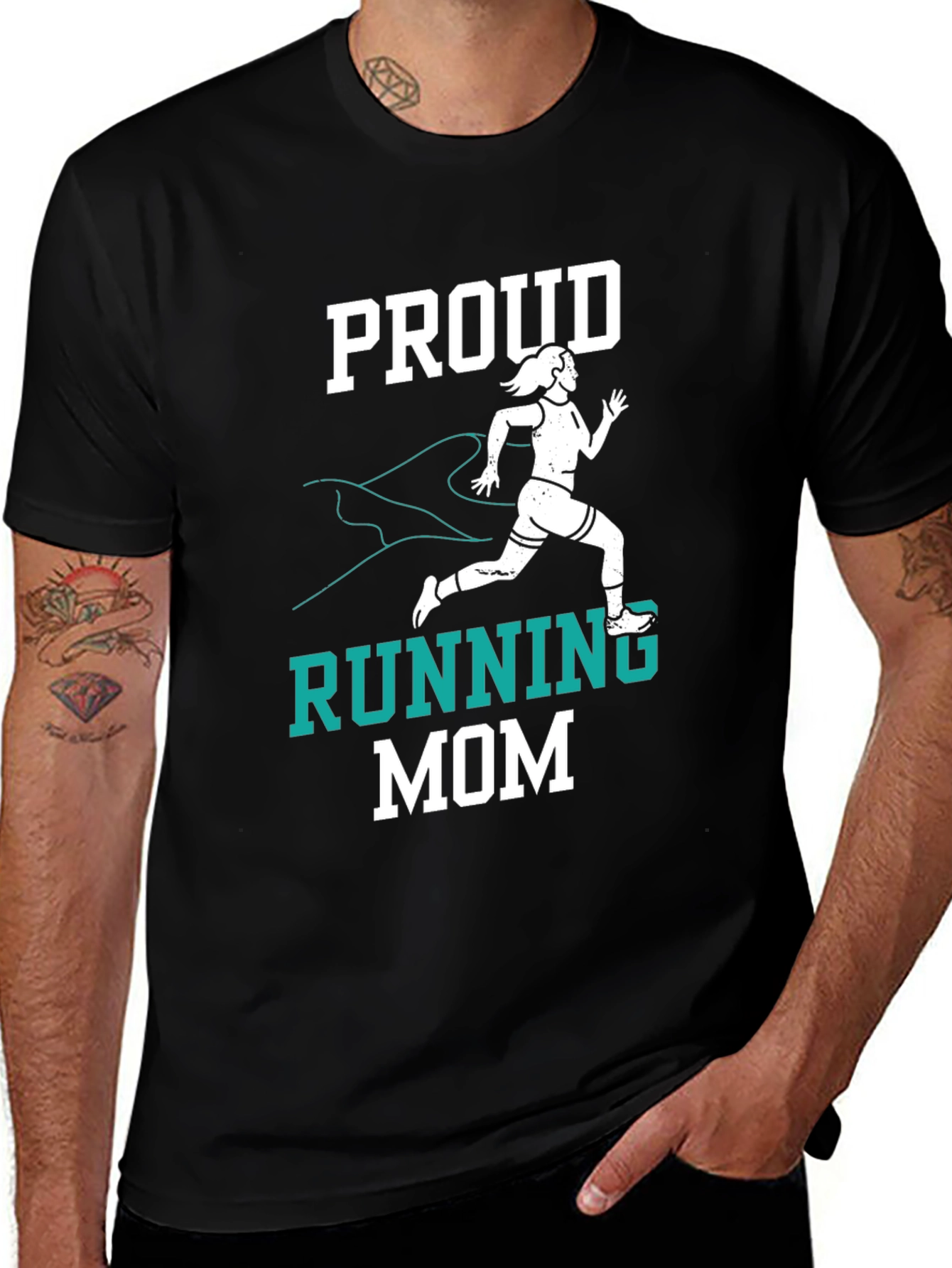 Variant 18 of Proud Running Mom T-Shirt - Black