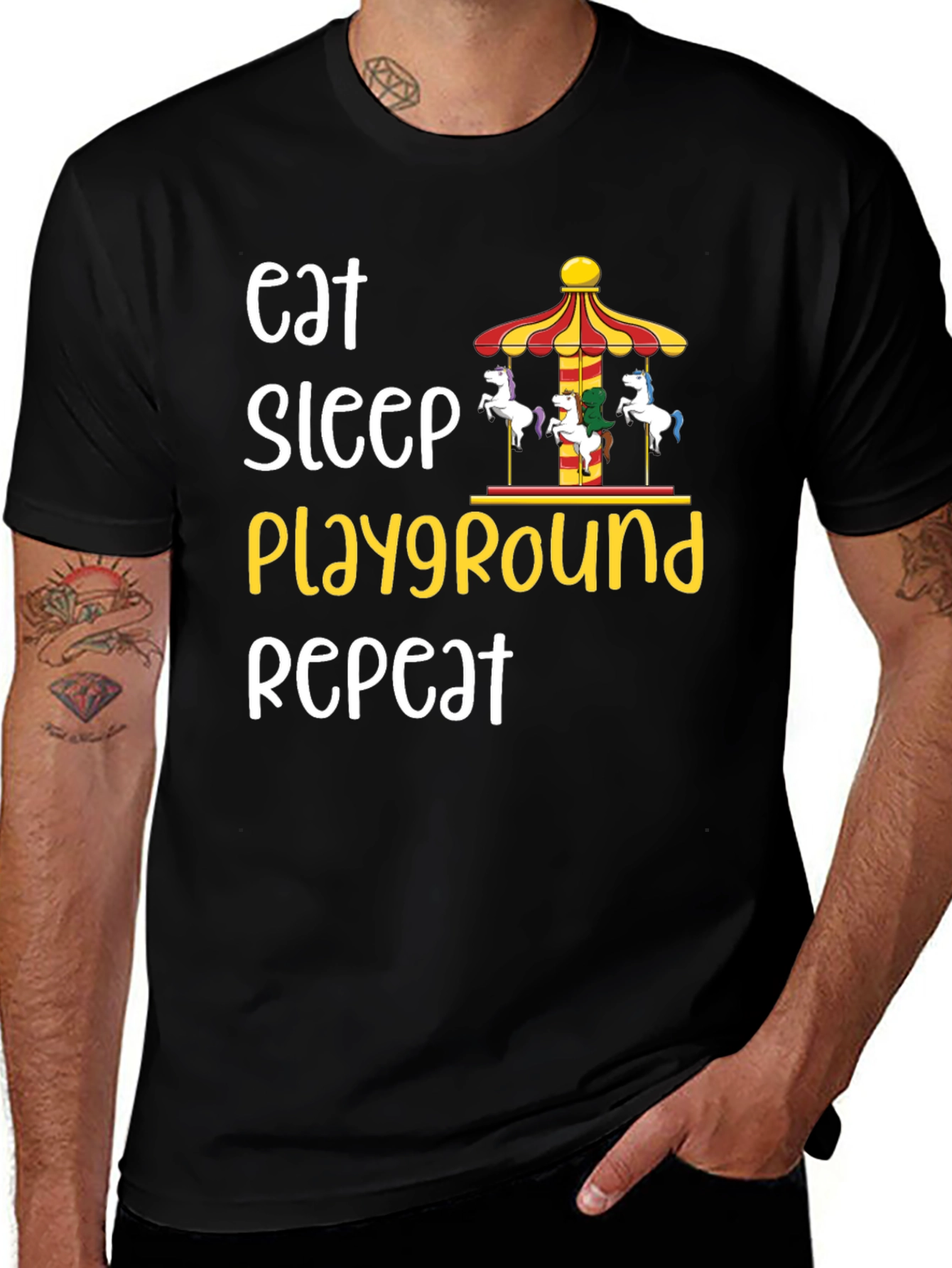Variant 28 of Eat Sleep Playground Repeat T-Shirt Carousel Design