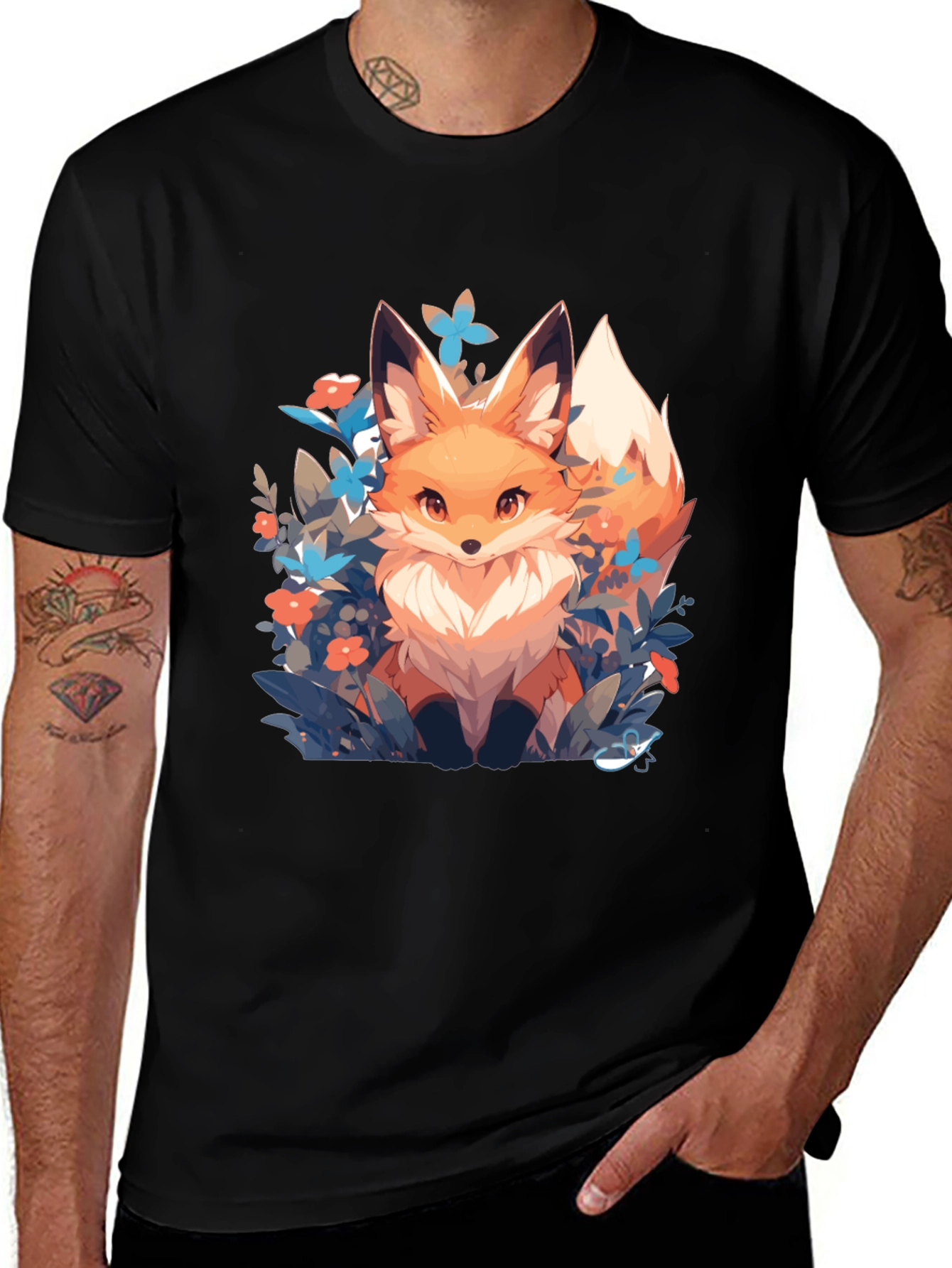 Variant 8 of Fox in Flowers Graphic Tee