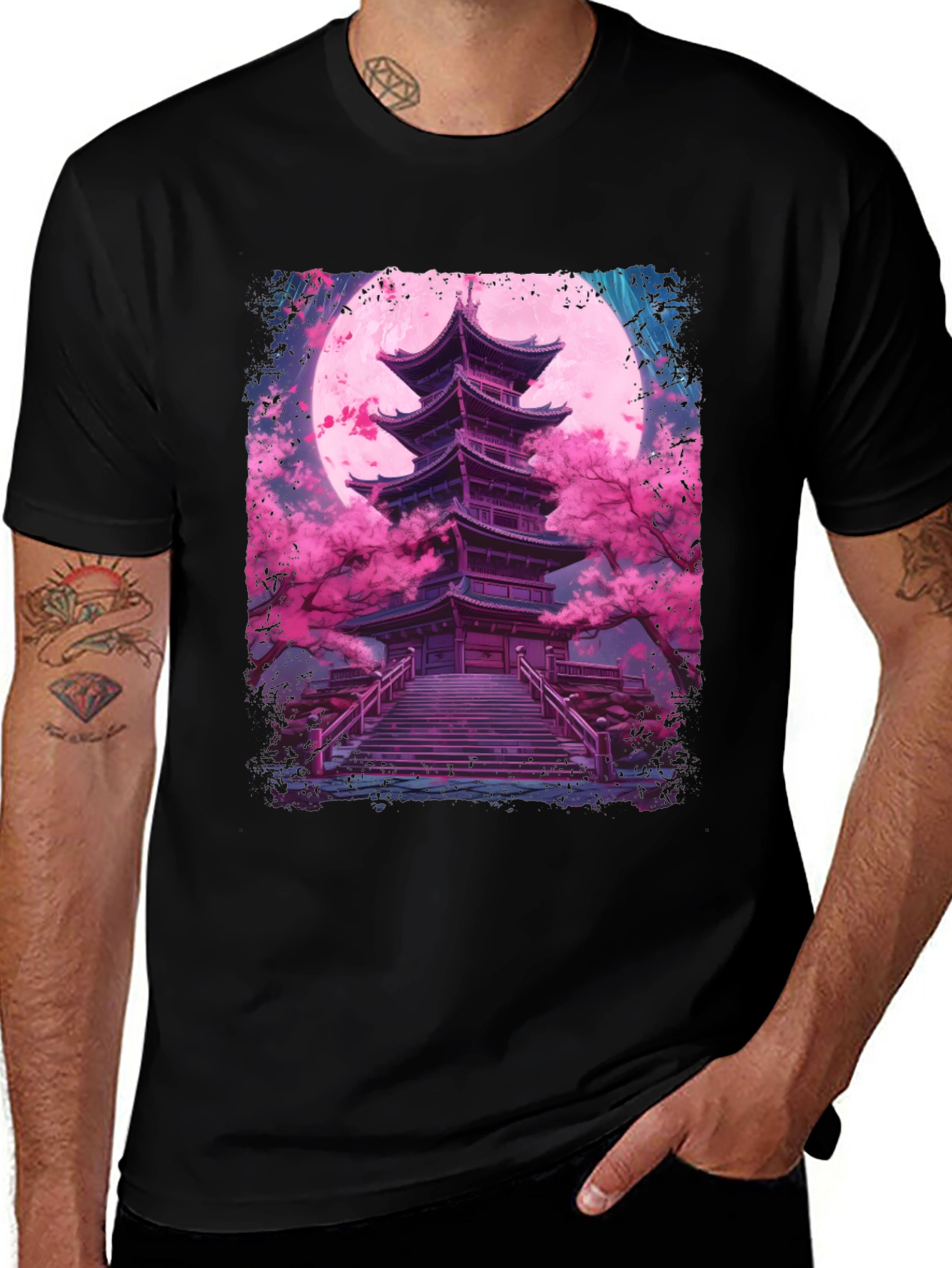 Japanese Pagoda T-Shirt - Blossom Moon Design