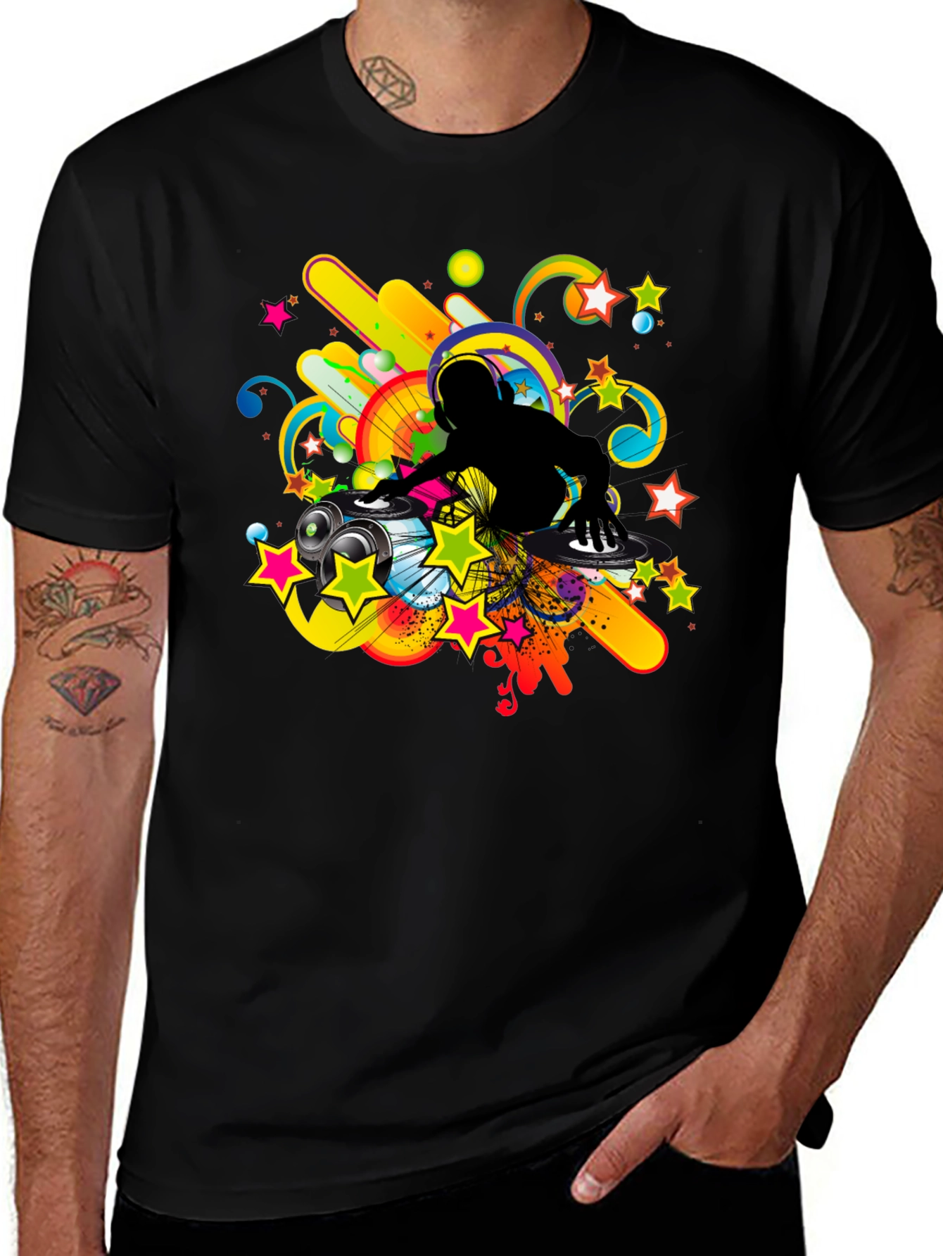Variant 7 of DJ Graphic Print Black T-Shirt