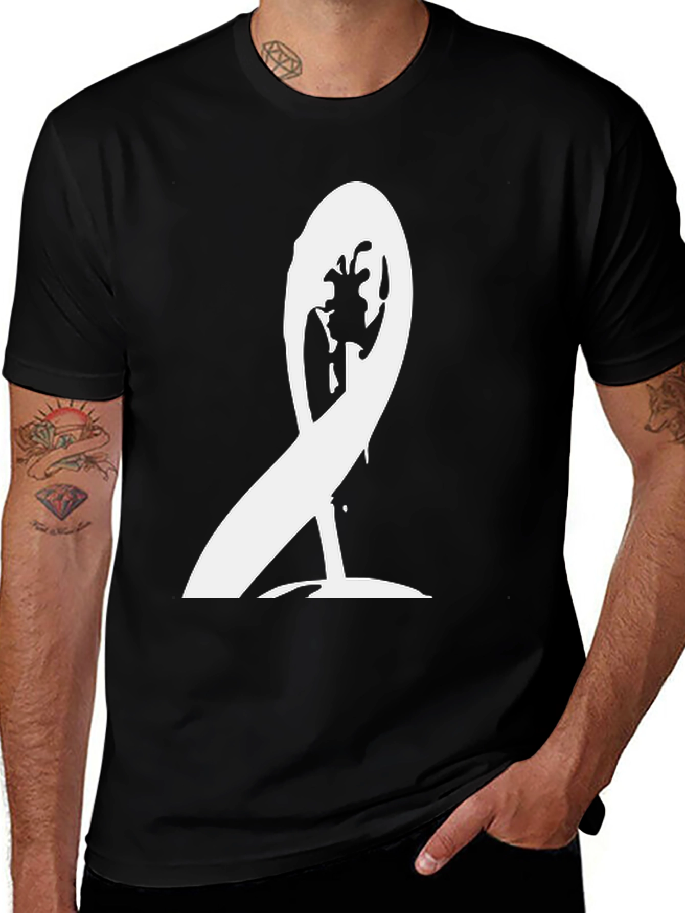 Variant 29 of Unique White Graphic Print Black T-Shirt