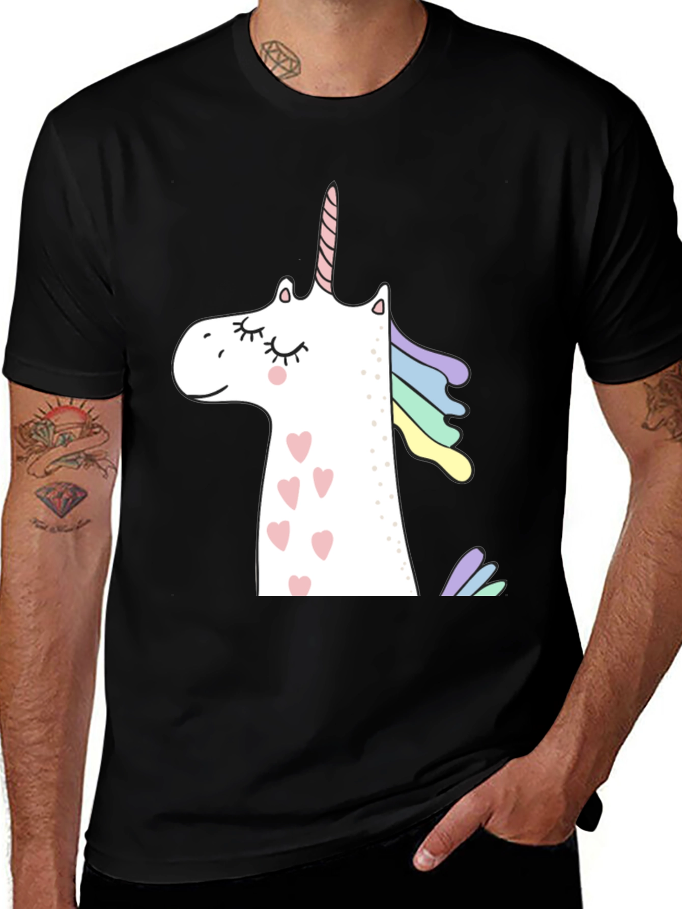 Variant 9 of Unicorn Graphic Tee - Black Cotton Casual Shirt