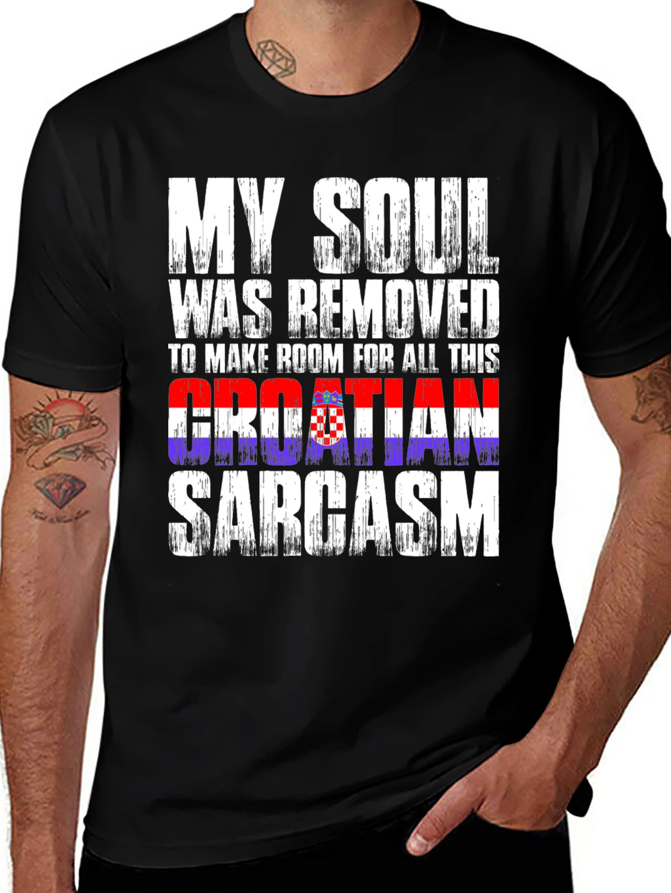 Croatian Sarcasm Graphic T-Shirt - Black