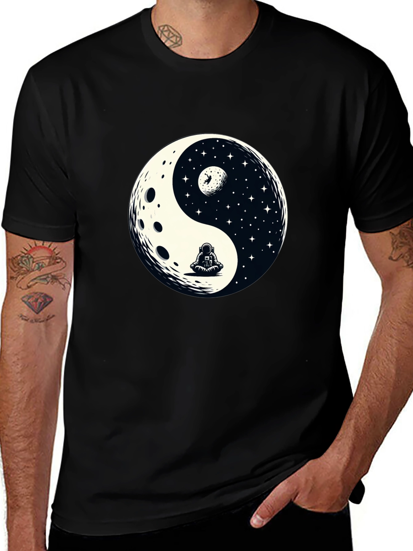 Variant 30 of Yin Yang Astronaut Graphic Tee - Cosmic Balance