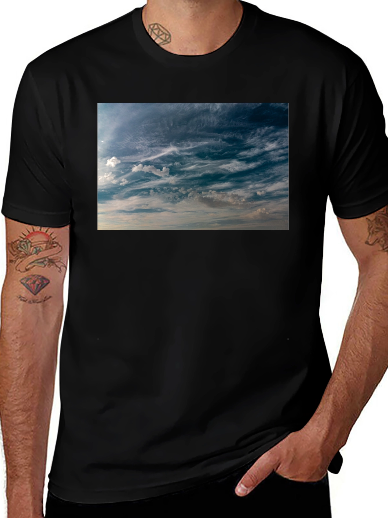 Variant 10 of Sky Cloudscape Black T-Shirt