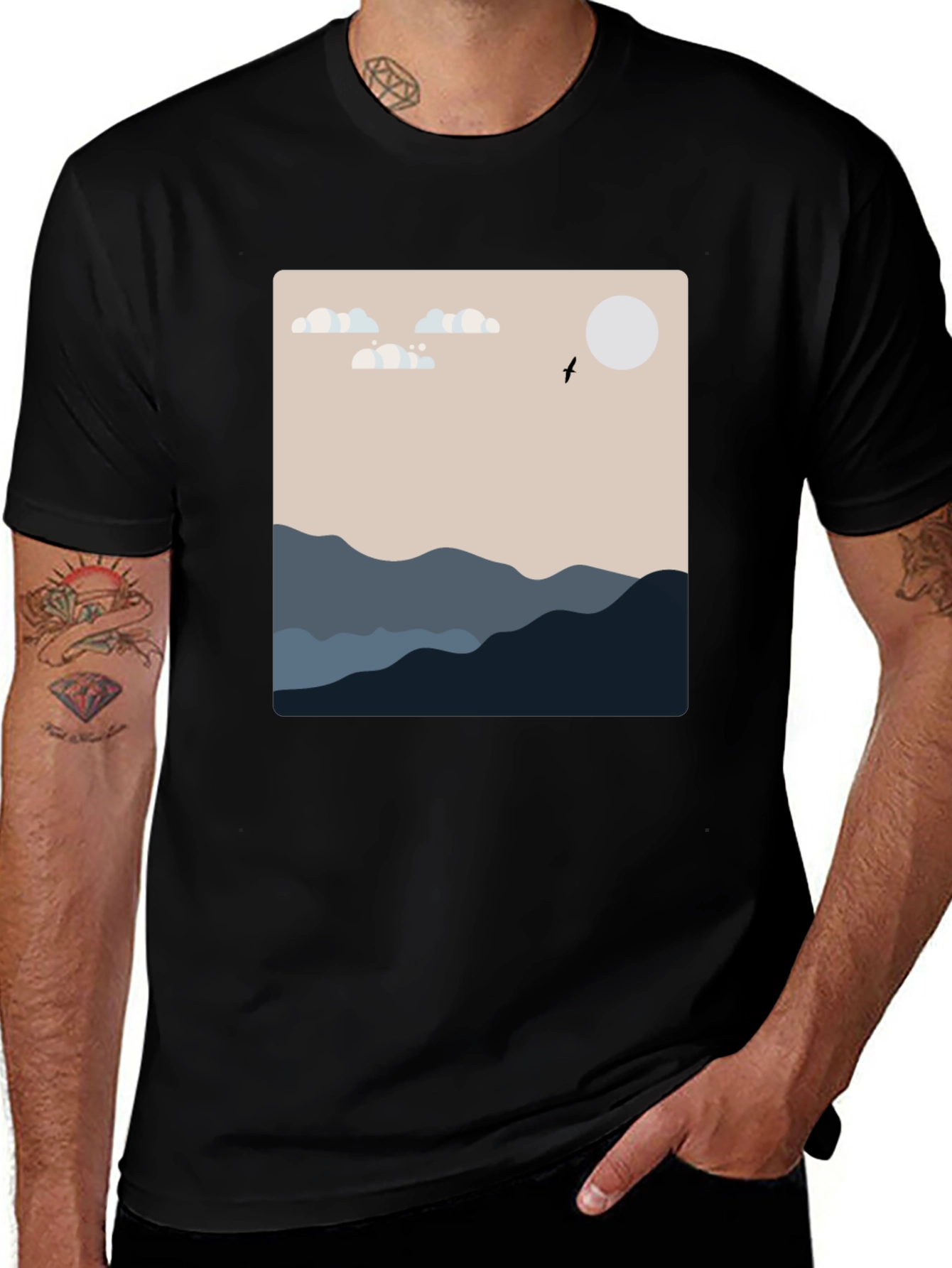 Variant 18 of Minimalist Mountain Scene Graphic Tee - Nature Inspired Style