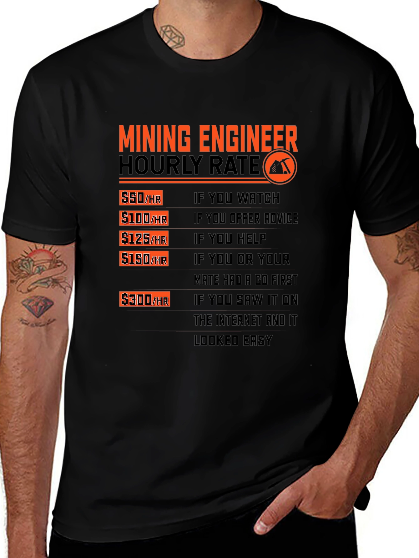 Variant 15 of Mining Engineer Hourly Rate Graphic T-Shirt