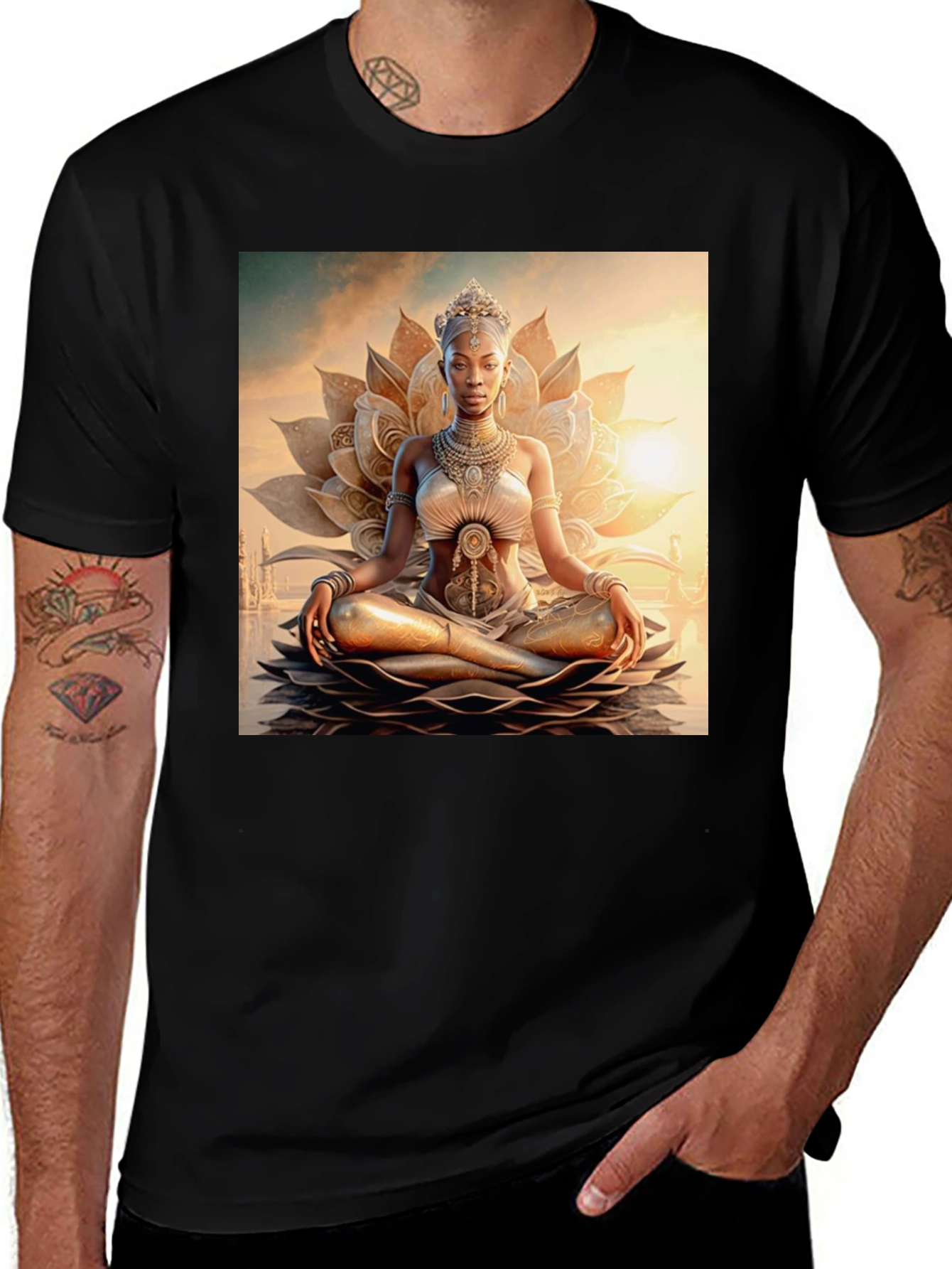 Variant 21 of Meditative Goddess Graphic Tee - Unisex Black T-Shirt