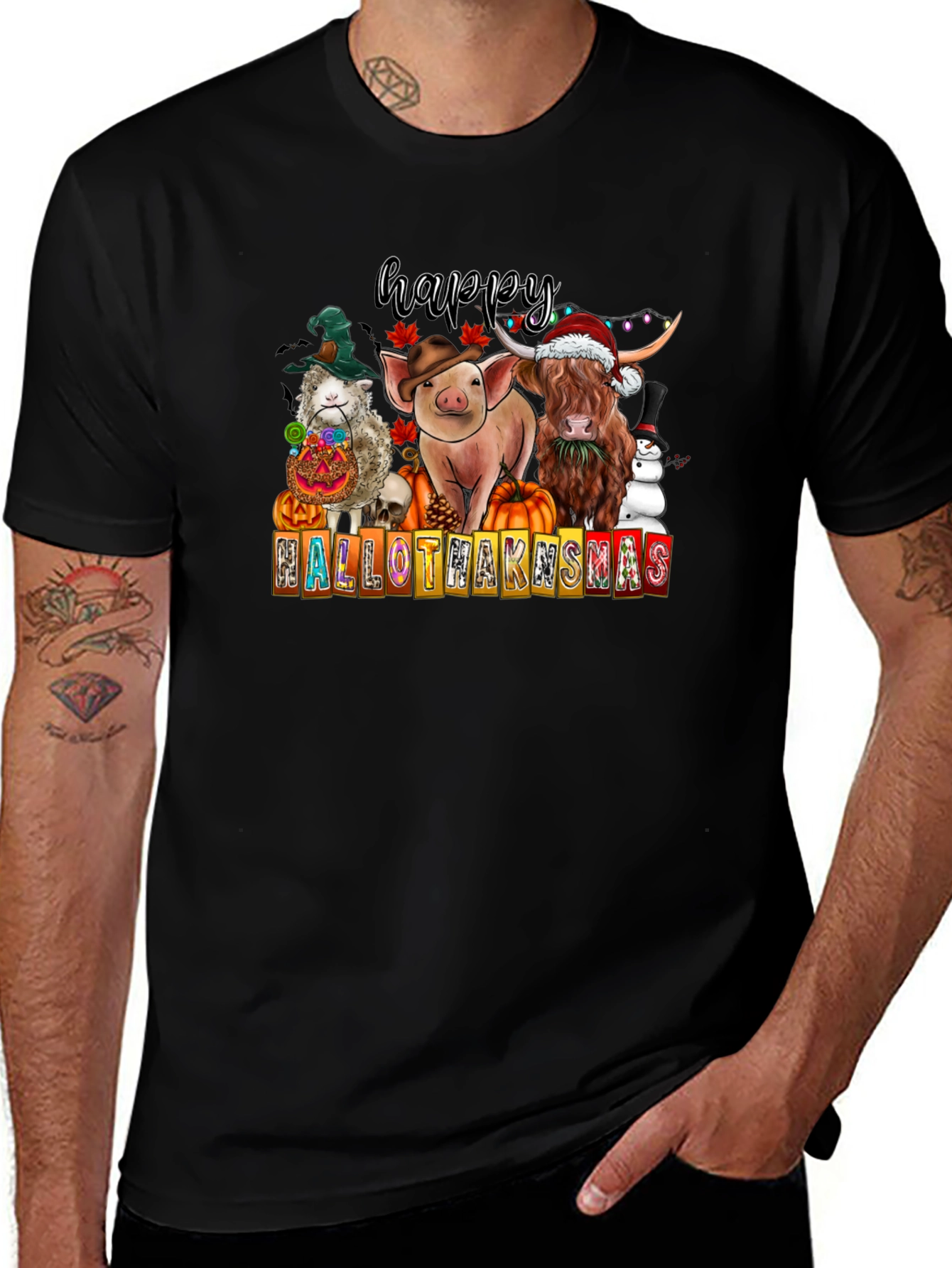 Variant 3 of Hallothanksmas Animals T-Shirt