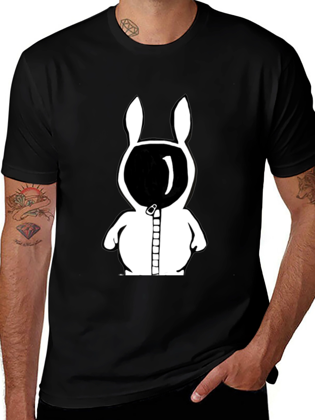 Variant 25 of Rabbit Astronaut Graphic Tee - Black Cotton Blend
