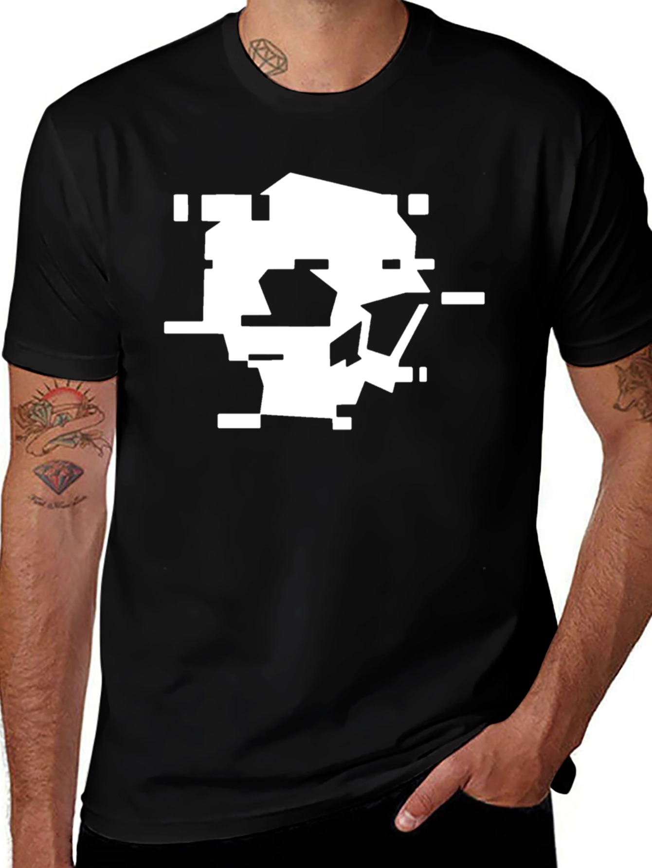 Black Abstract Skull Graphic Black Tee main image
