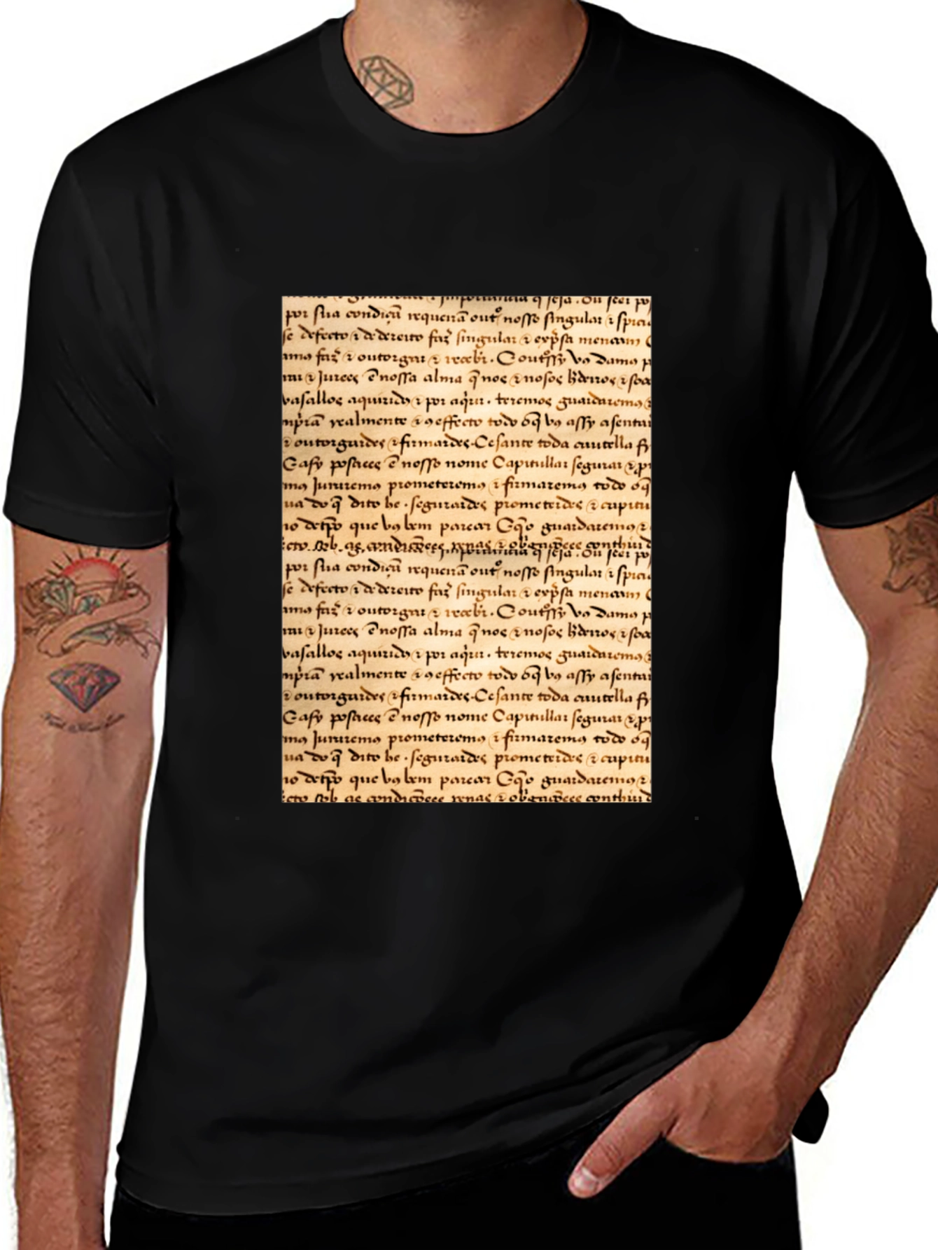 Medieval Script T-Shirt - Literary Fashion