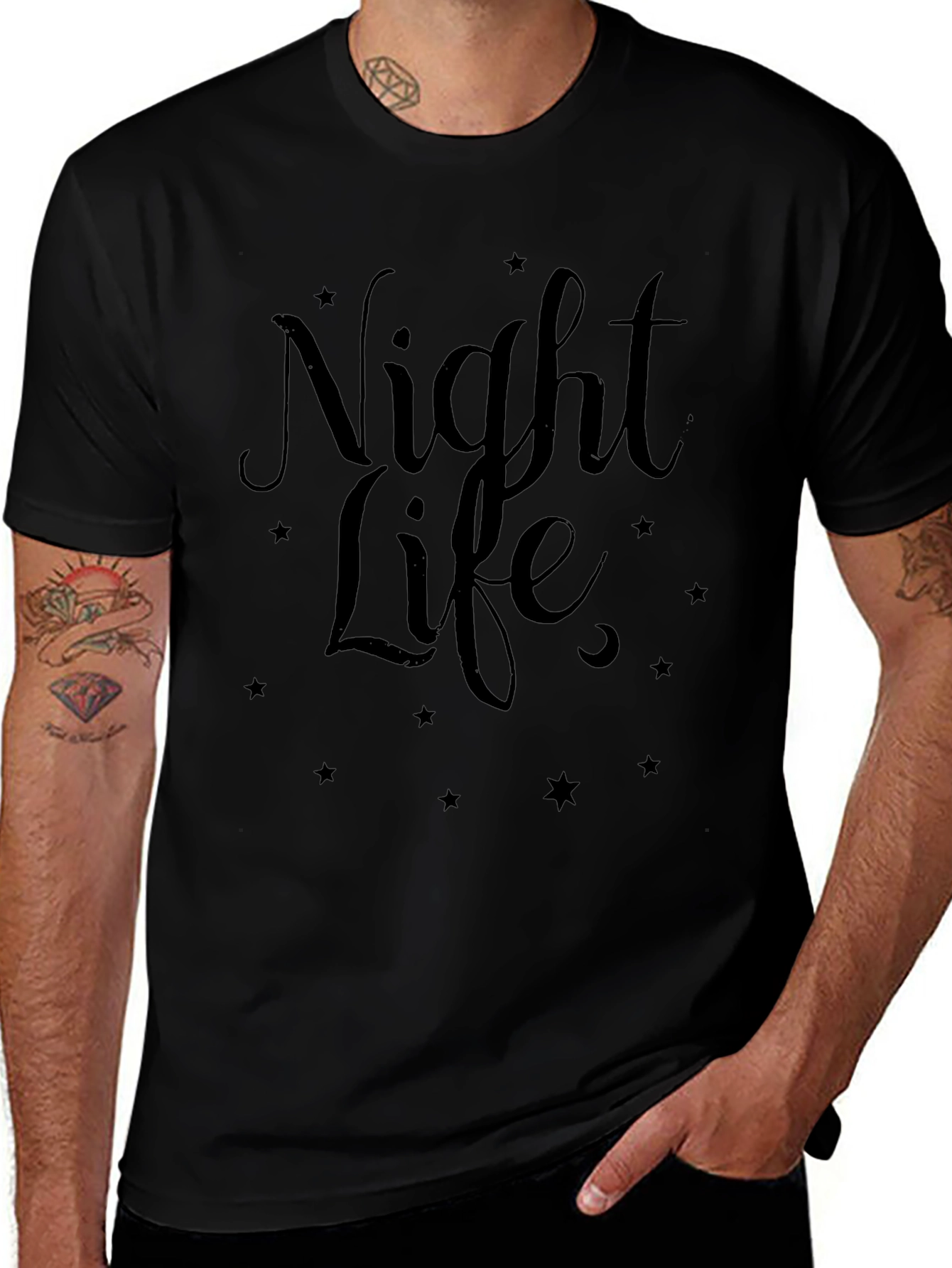 Camiseta Negra 'Night Life' Estrellas