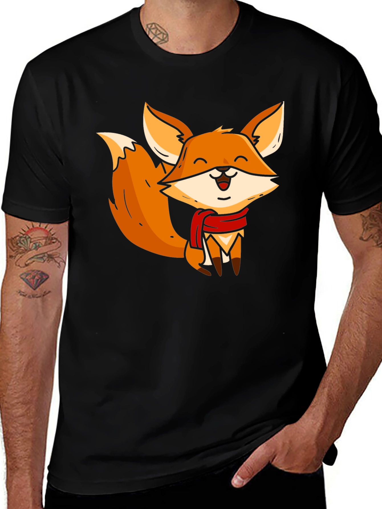 Variant 6 of Cute Fox Graphic Tee - Soft Black T-Shirt