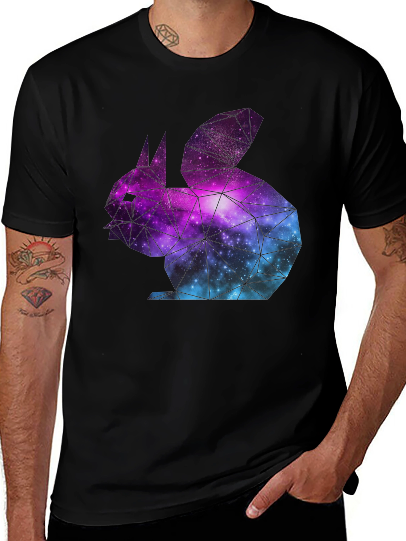 Variant 16 of Galaxy Rabbit Graphic T-Shirt - Black
