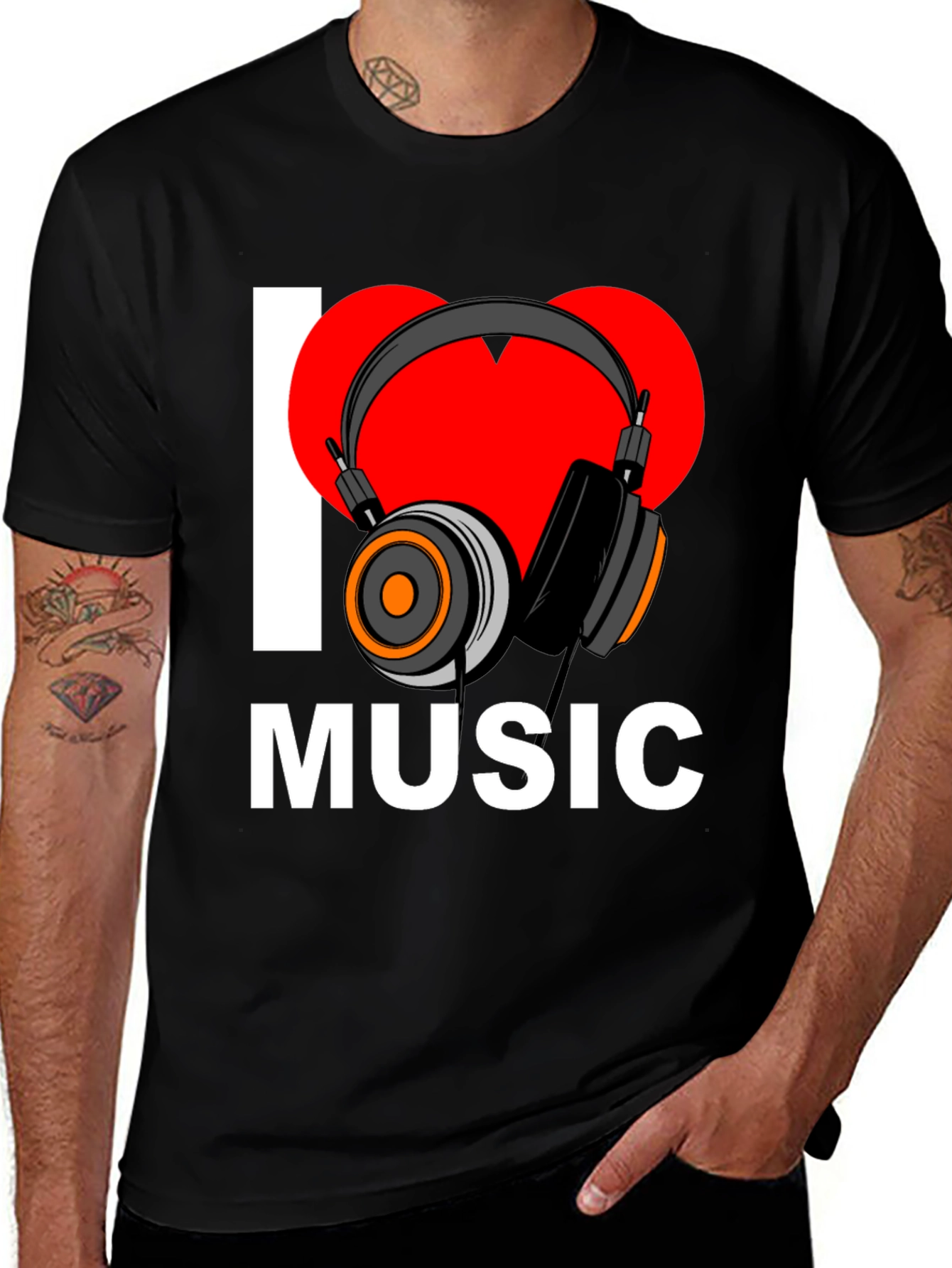 Black I Heart Music Graphic T-Shirt - Black main image