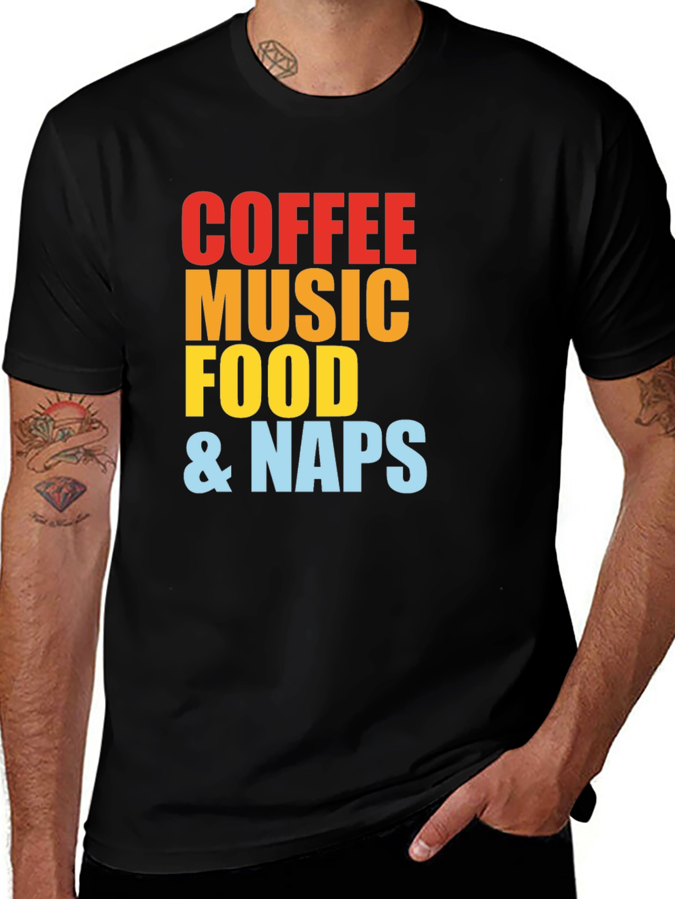 Variant 23 of Coffee Music Food & Naps T-Shirt