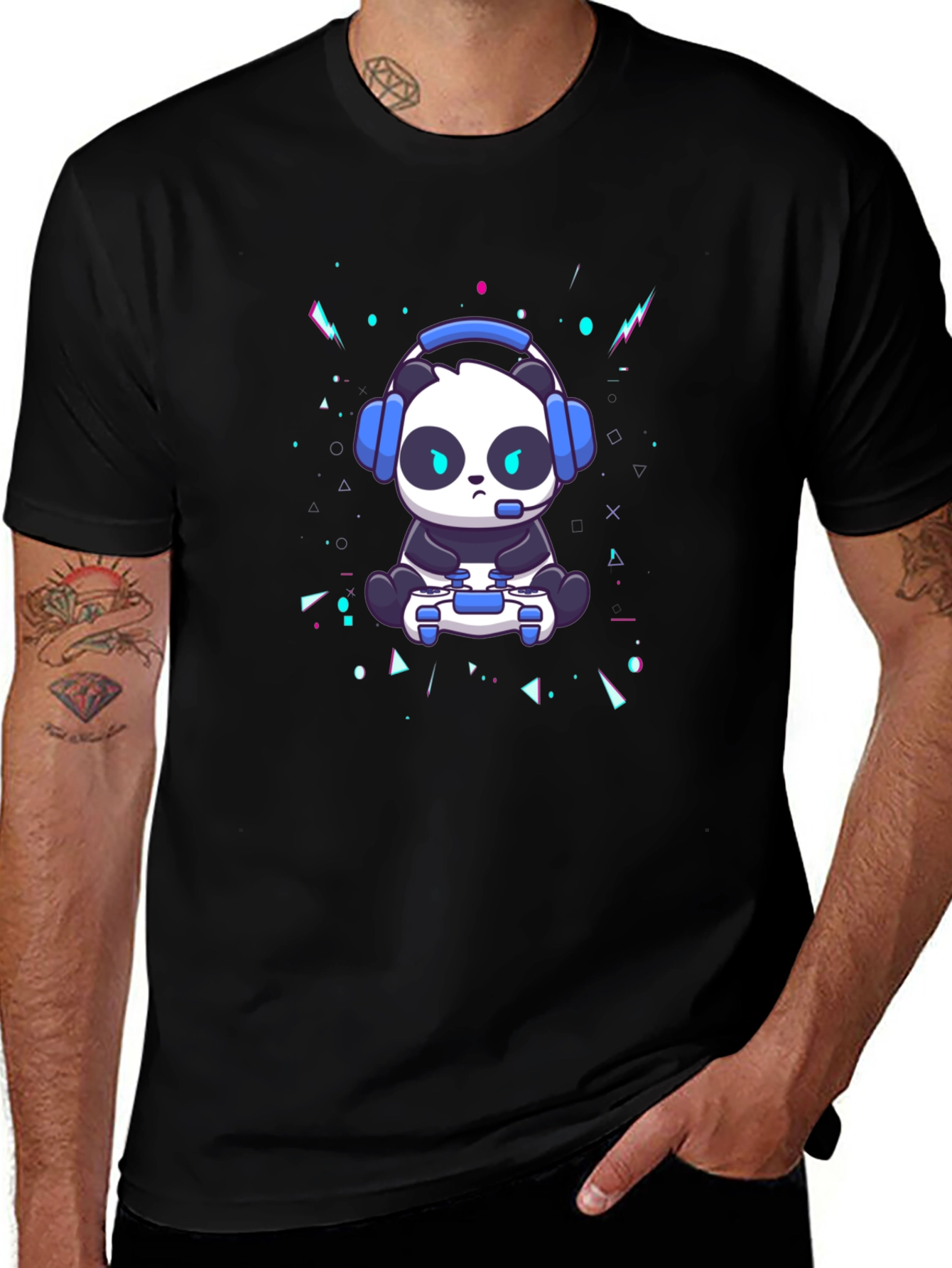 Variant 12 of Gamer Panda Black T-Shirt
