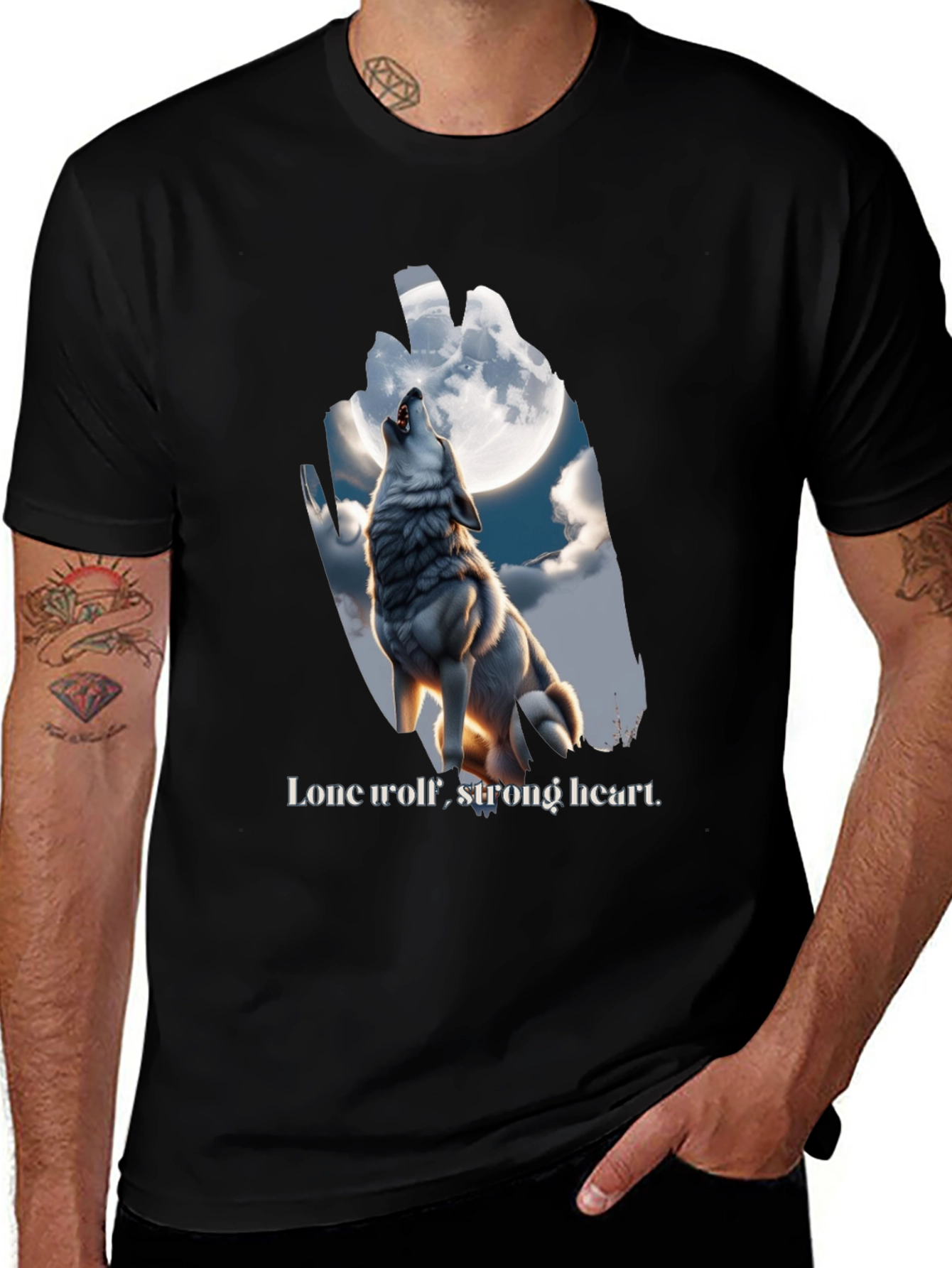 Variant 14 of Lone Wolf Graphic Tee - Strong Heart Design