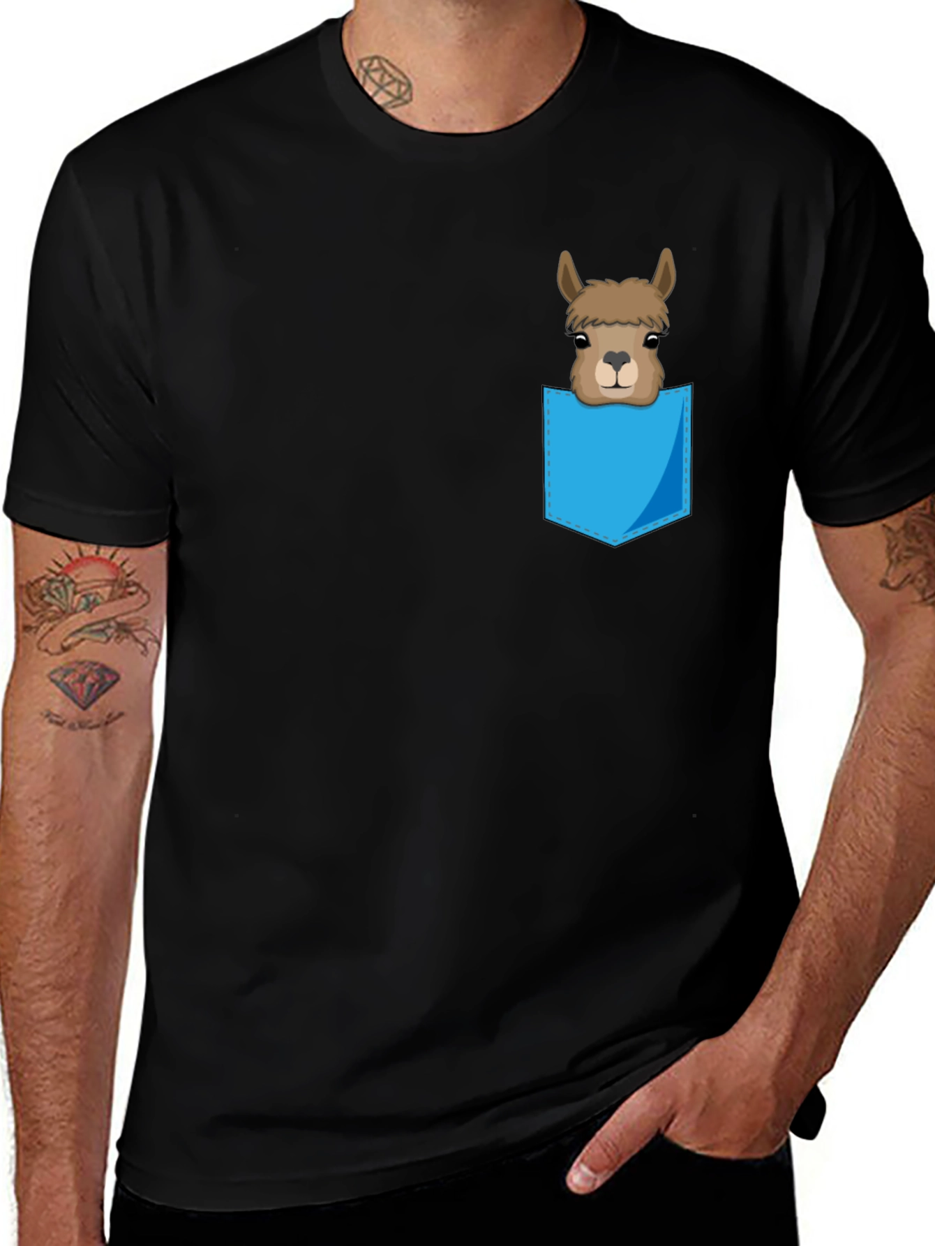 Variant 26 of Llama Pocket Tee - Fun Graphic T-Shirt