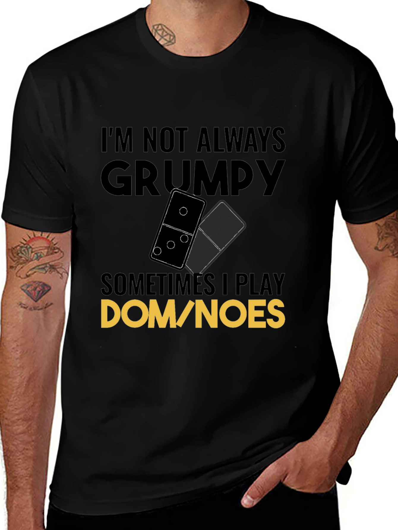 Variant 11 of Grumpy Dominoes Player Graphic T-Shirt - Casual Cotton Tee