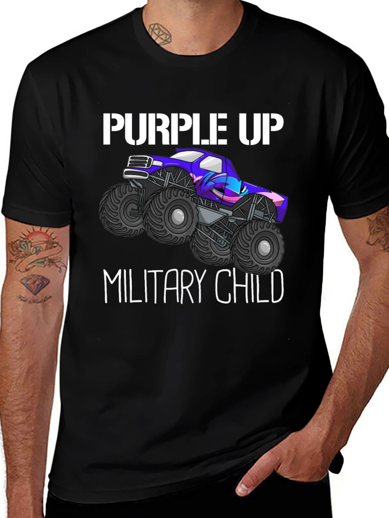 Variant 24 of Purple Up Military Child Monster Truck T-Shirt