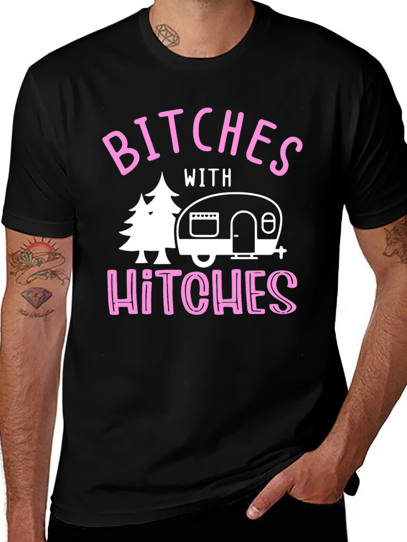 Variant 5 of Bitches With Hitches Graphic Tee - Camping Humor