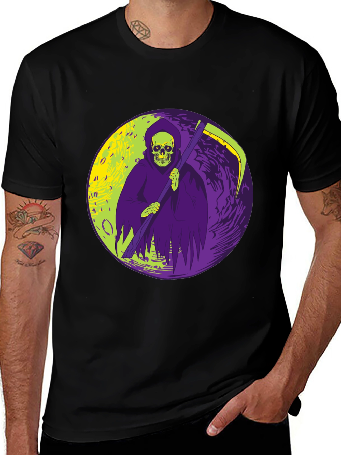 Variant 18 of Grim Reaper Graphic Tee - Men's Black T-Shirt