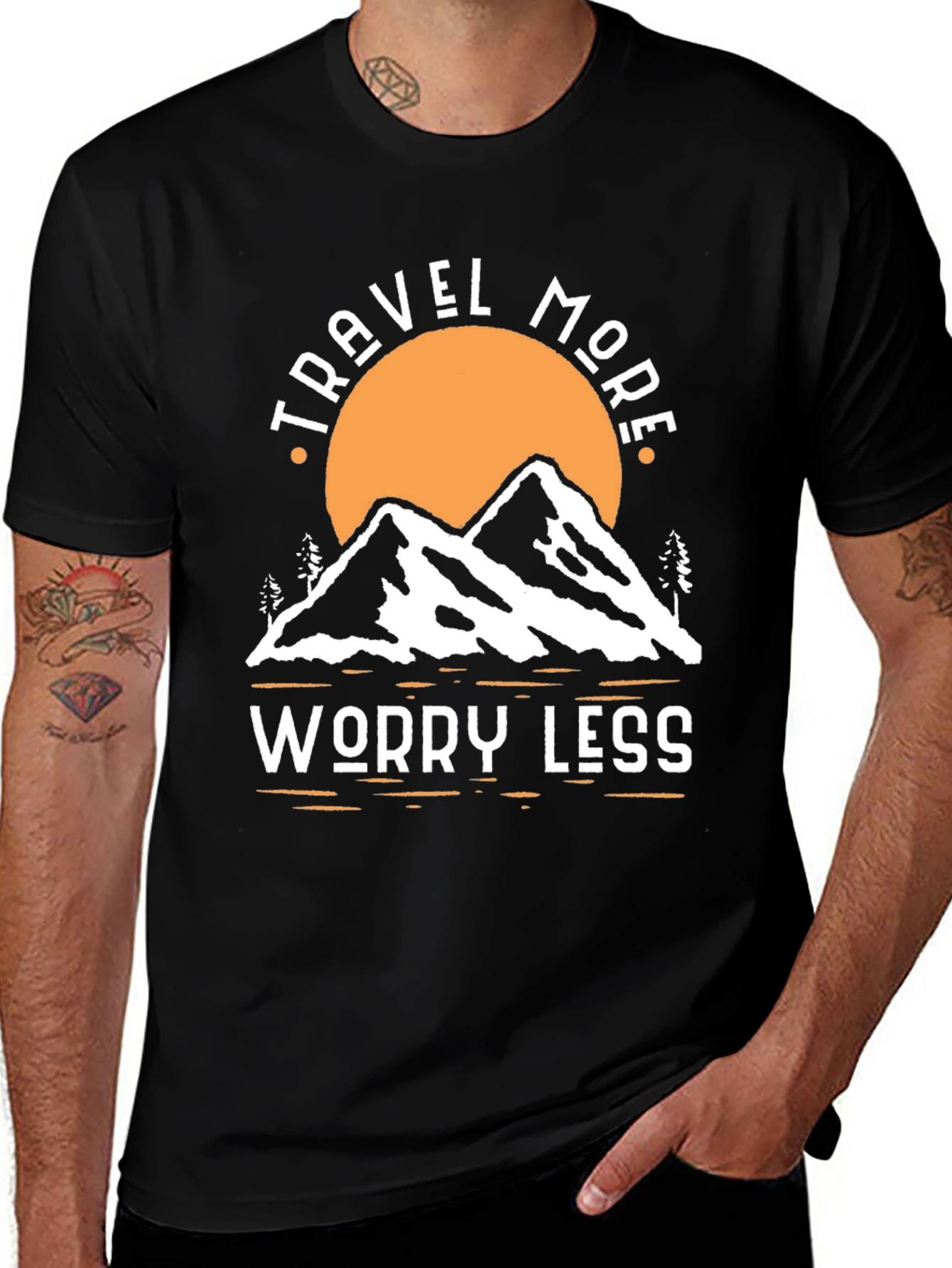 Variant 25 of Travel More Worry Less Graphic Tee - Adventure Shirt