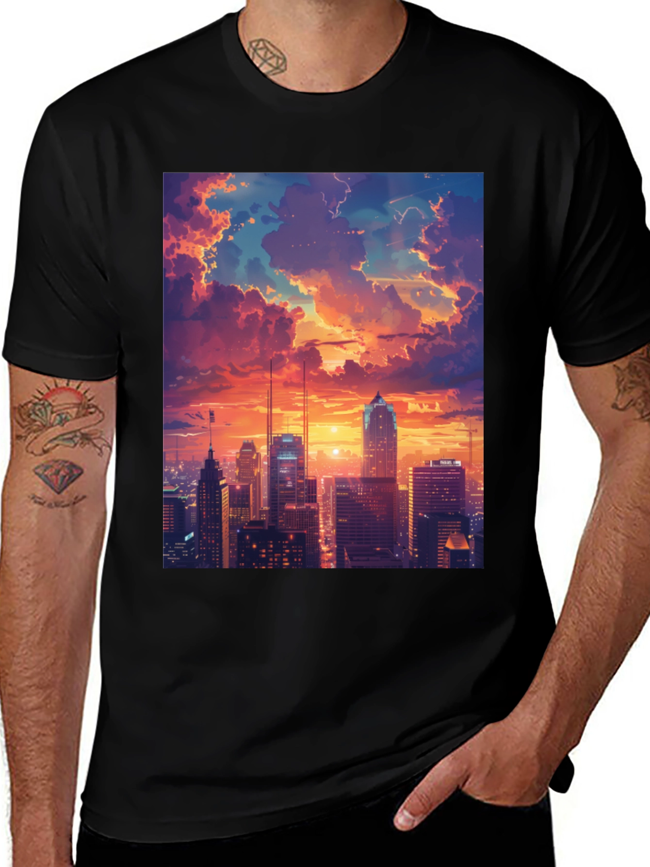Variant 22 of Sunset Cityscape Graphic Tee