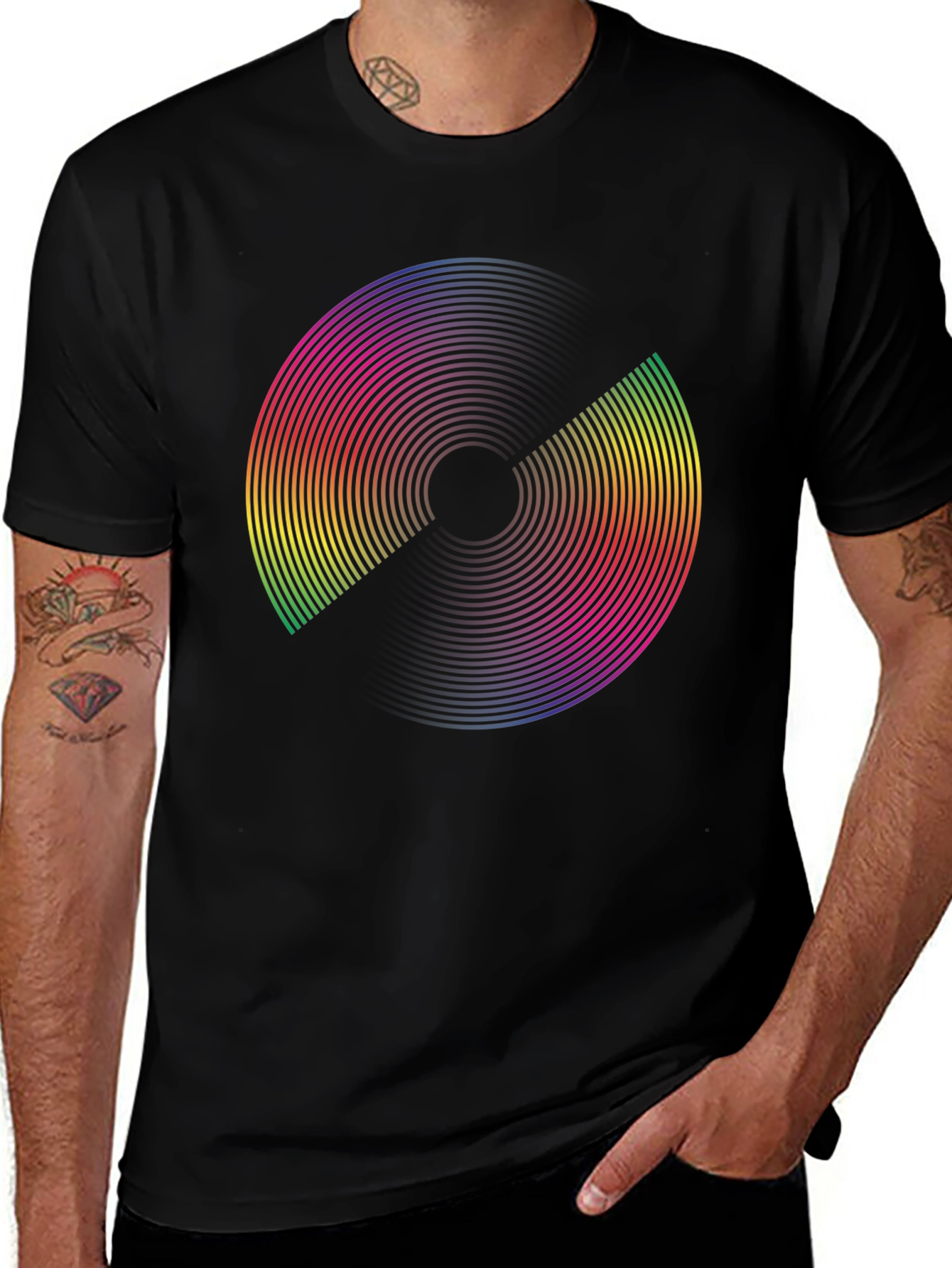 Variant 22 of Retro Rainbow Disc Graphic Tee
