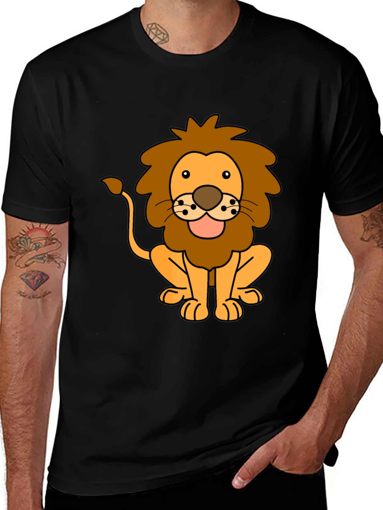 Black Lion Cartoon Black T-Shirt main image