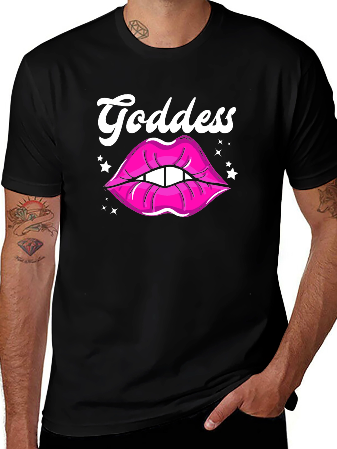 Variant 6 of Goddess Lips Graphic Tee - Black