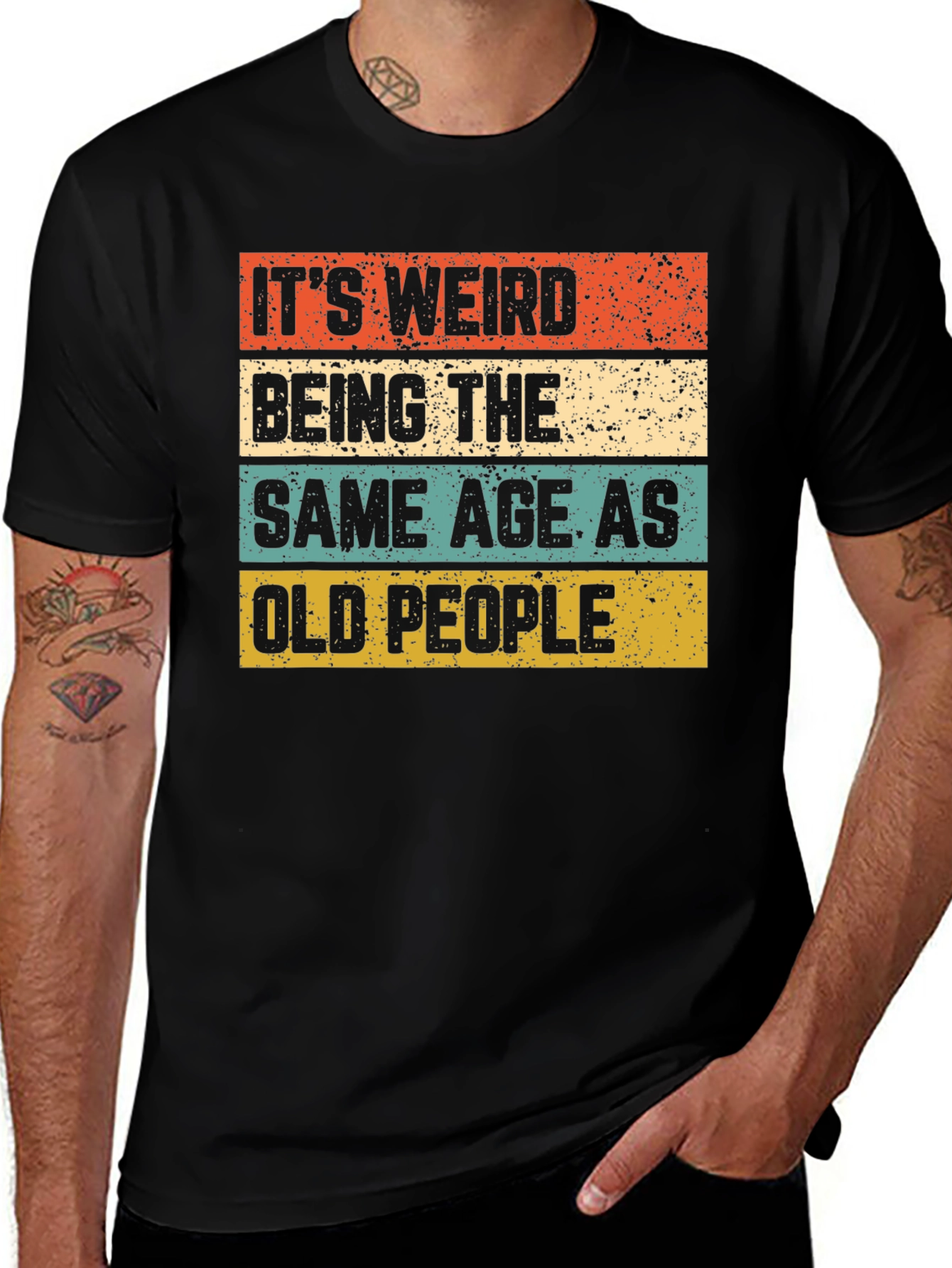 Variant 21 of Funny 'Old People' Graphic Tee - Black Cotton T-Shirt